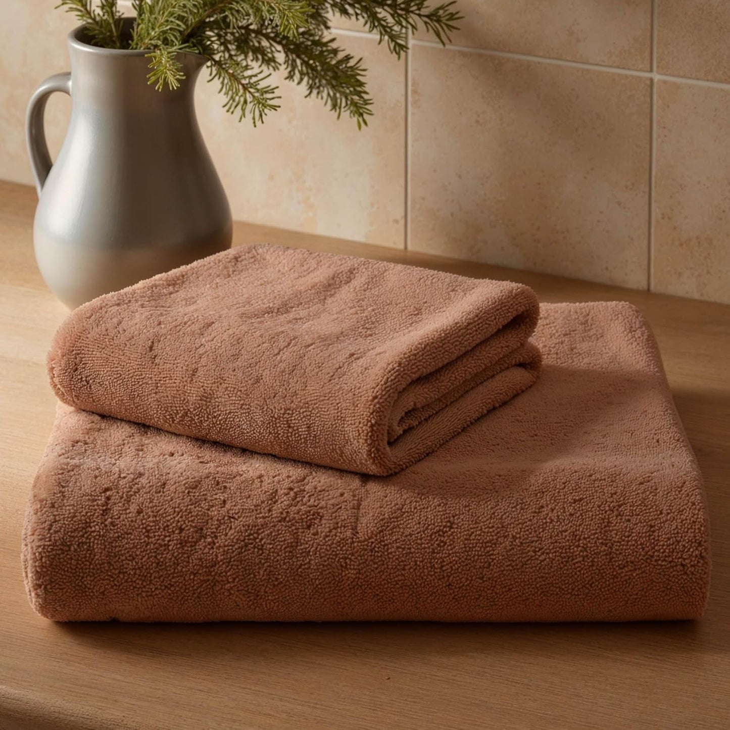Italic Ultraplush 100% Australian Cotton Hand Towels - Set of 2 Luxury Hand Towels, Ultra Soft and Highly Absorbent 800GSM for Bathroom,Shower, Hotel, and Spa (Clay)