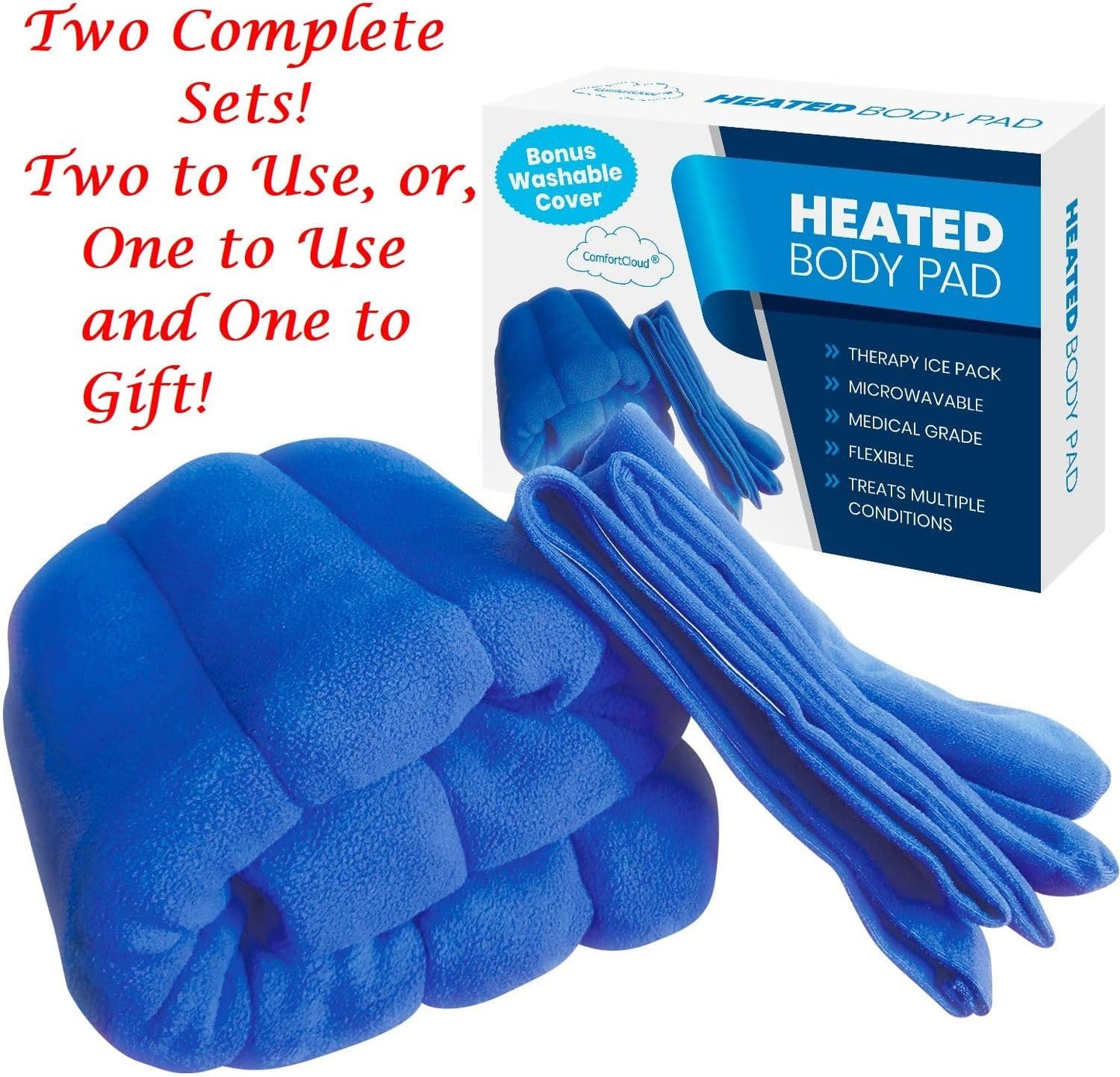 Weighted Heating Pad Microwavable Natural Moist Heat Therapy with Washable Cover; for Back, Neck. Shoulders, Nerve, Cramps, Lower Lumbar Pain Relief Extra Large, 2 Pack, 22x13” Each