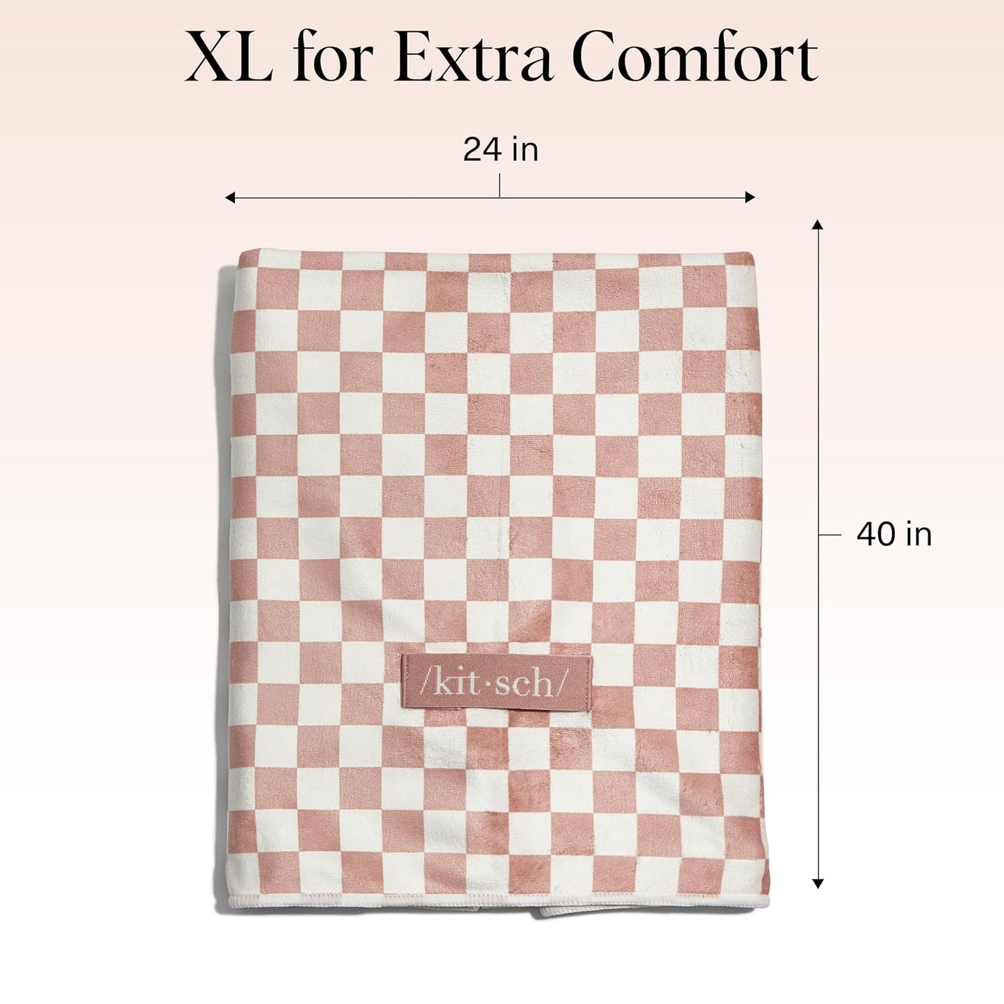 Kitsch XL Microfiber Hair Towel Wrap for Women – Ultra Absorbent Microfiber Towel for Wet, Curly, Long or Short Hair – Quick Dry, Anti-Frizz Hair Wrap – Terracotta Checkered, 40x24 inches