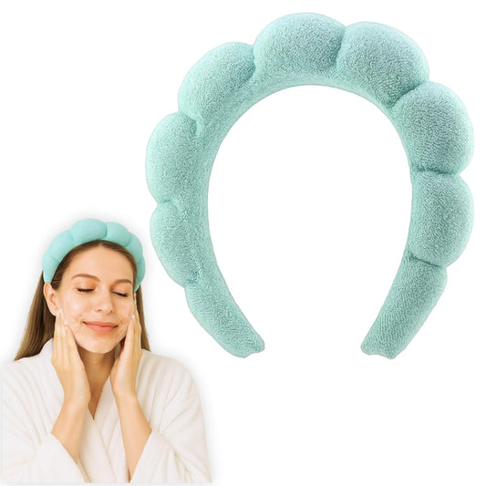 Skincare Headband - Hair Band for Washing Face & Makeup Headband for Women - Terry Cloth Hairband for Spa & Skincare Routines - Perfect for Face Wash & Makeup Application (Light Turquoise)