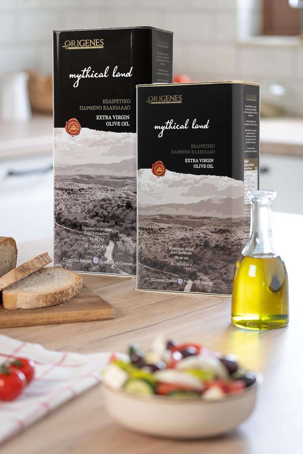 Extra Virgin Olive Oil Tin, Great Taste Cold Pressed, Polyphenol Rich EVOO, KORONEIKI Olive Oil Extra Virgin, EVOO from the Land of Sparta 3lt Tin