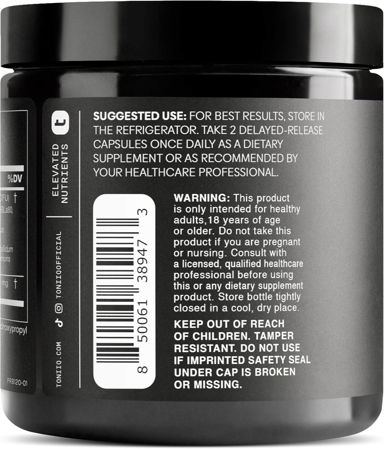 Toniiq 200 Billion CFU Probiotic Supplement 30 Verified Third-Party Tested Strains - Fully Shelf-Stable Probiotics Formula with Prebiotic Blend - Extended Release Capsules