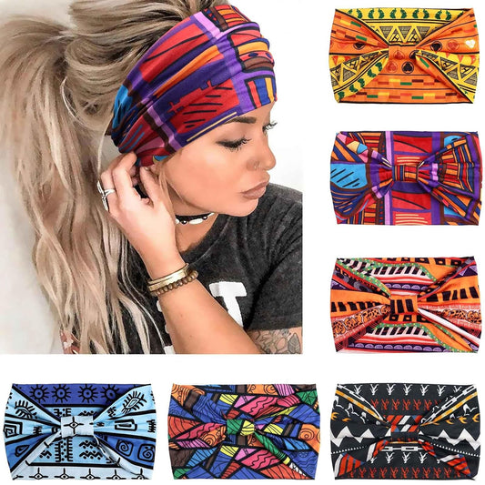Wide Headbands for Women Knotted No Slip Head Bands Soft Turban Headband Hair Accessories Boho African Solid Color Head Wraps for Women Yoga Workout Pack of 6