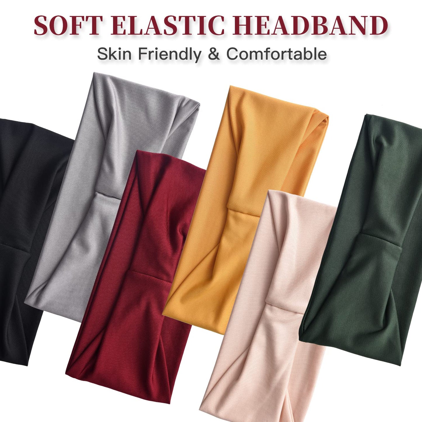 12 Pack Wide Headbands for Women No Slip Stretchy Boho Hair Bands Soft Elastic Yoga Workout Running Thick Headbands for Women's Hair,Wicking Sweat Head Bands Solid Colors Head Wrap