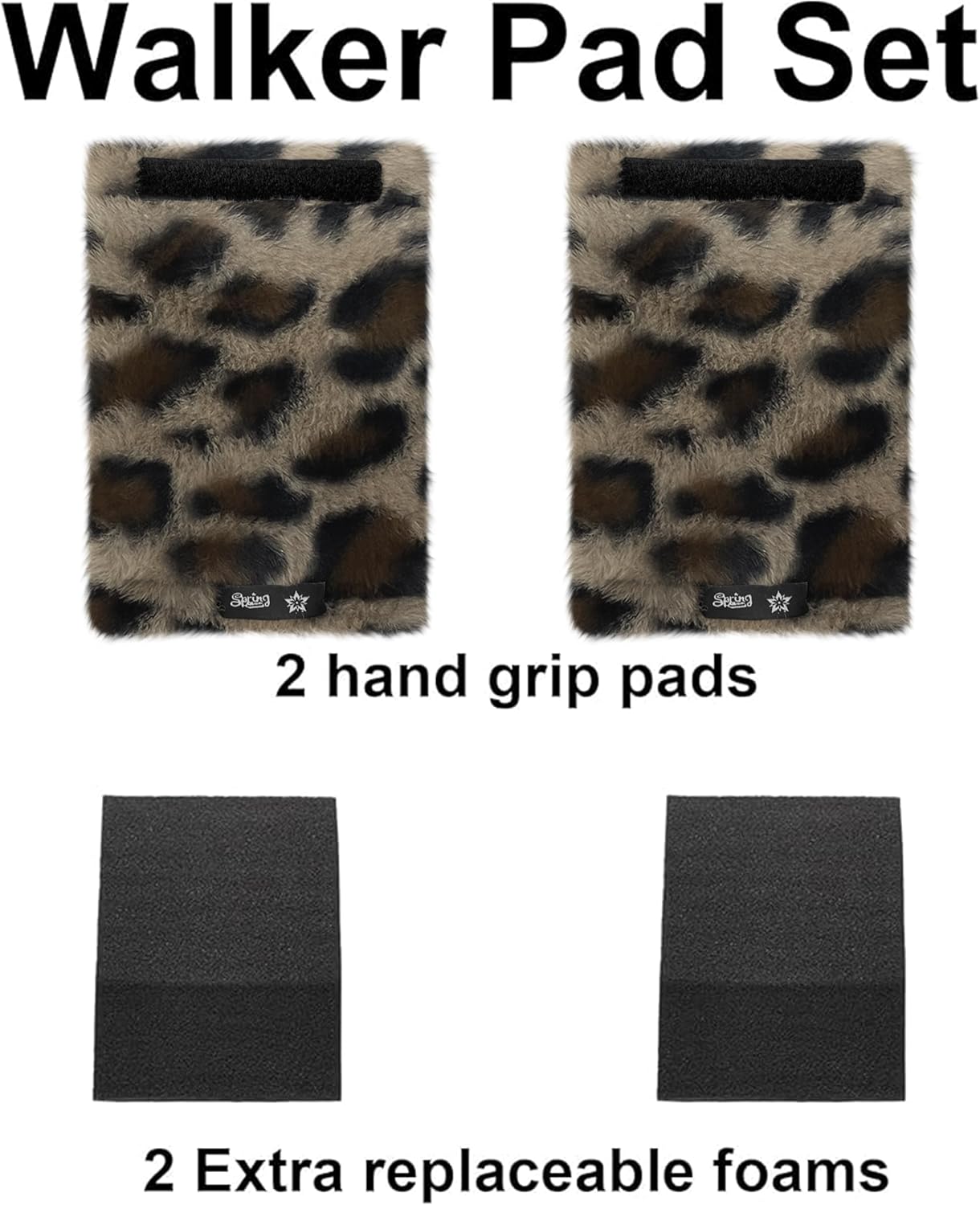 SPRING SEAON Walker Hand Pads Fluffy Walker Handle Cushions Non-Slip Universal Walker Grips Padded Hand Covers Soft Pads for Walkers for Seniors Walker Pads for Handles Folding Rolling Wheelchair, Rollator Handle, Elderly Grippers 2 Pack