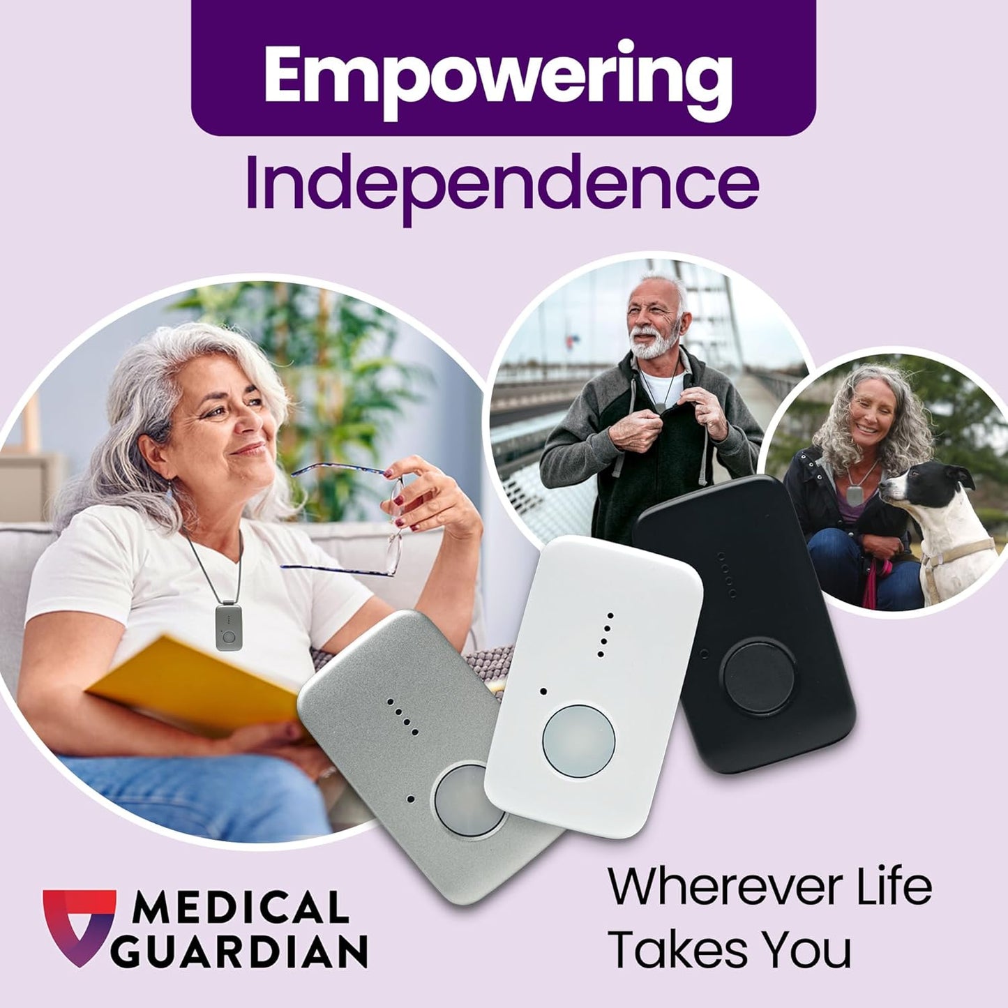 Medical Guardian MGMini | Medical Alert Device for Seniors | Water-Resistant, Emergency Call Button, 24/7 Monitoring, Step Counter, GPS Tracking | Monthly Subscription Required | Silver