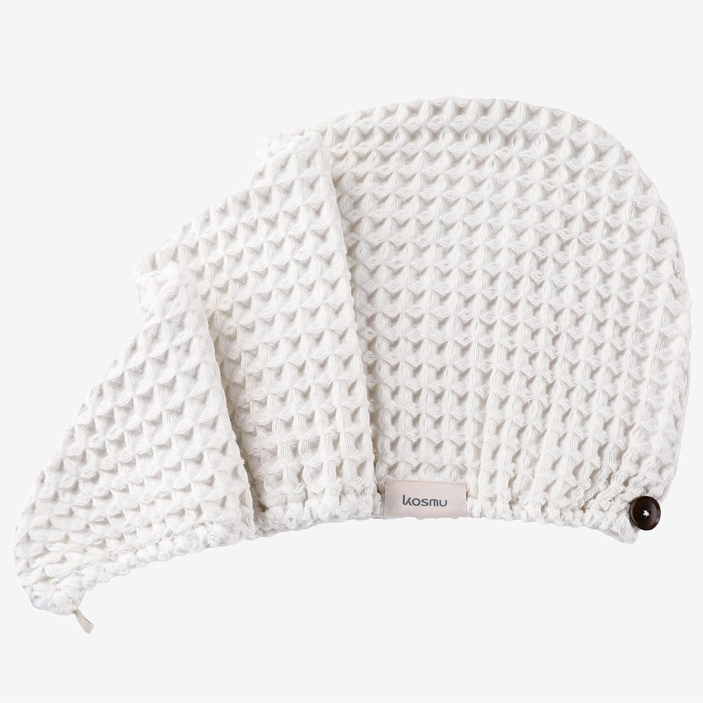 Hair Towel | 100% Cotton Silk Hair-Drying Waffle Wrap Turban for Women, Ultra-Absorbent, Anti Frizz, Hair Damage Protection for Straight and Curly Hair (Shell White, 1 Pack)