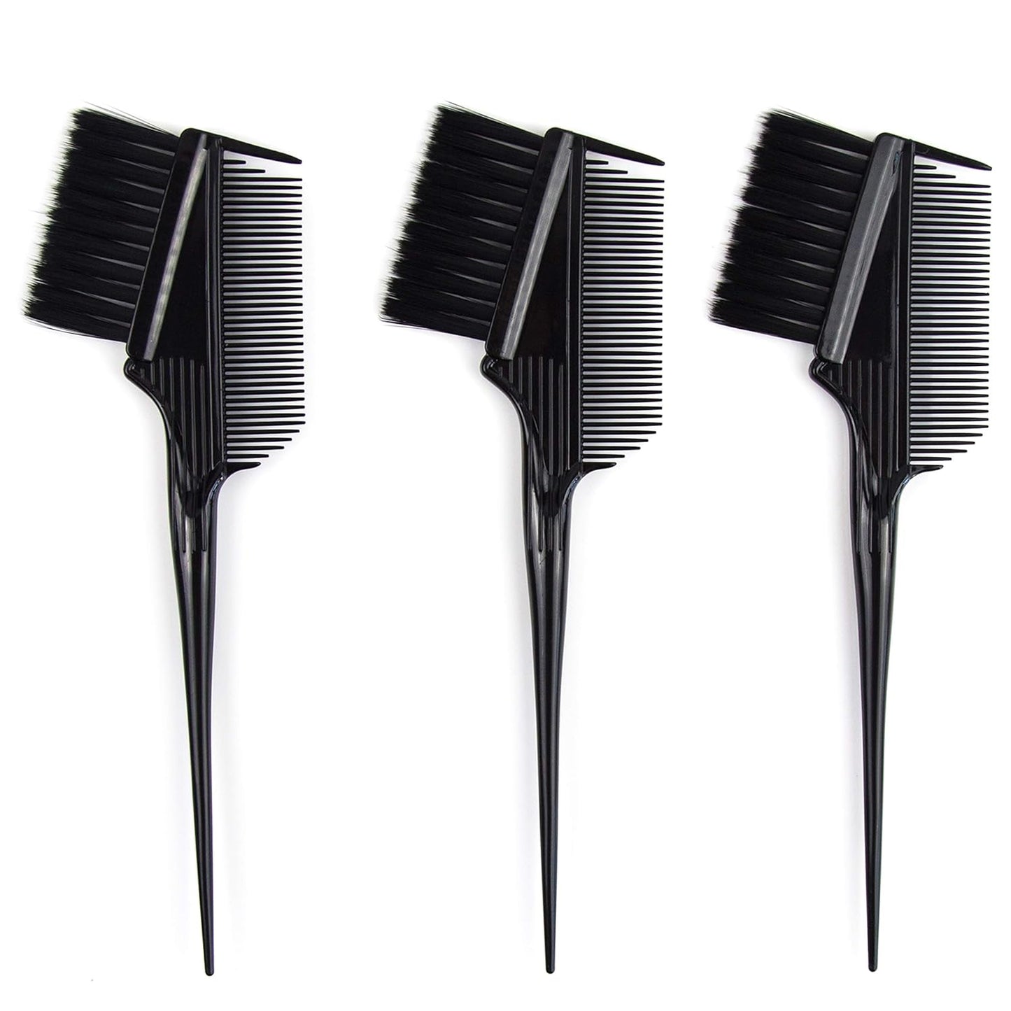 Emperor Hair Dye Brushes - 3 Angled Tint Applicators With Integrated Combs - Root Touch Up and Color Brush for Salon (Black)
