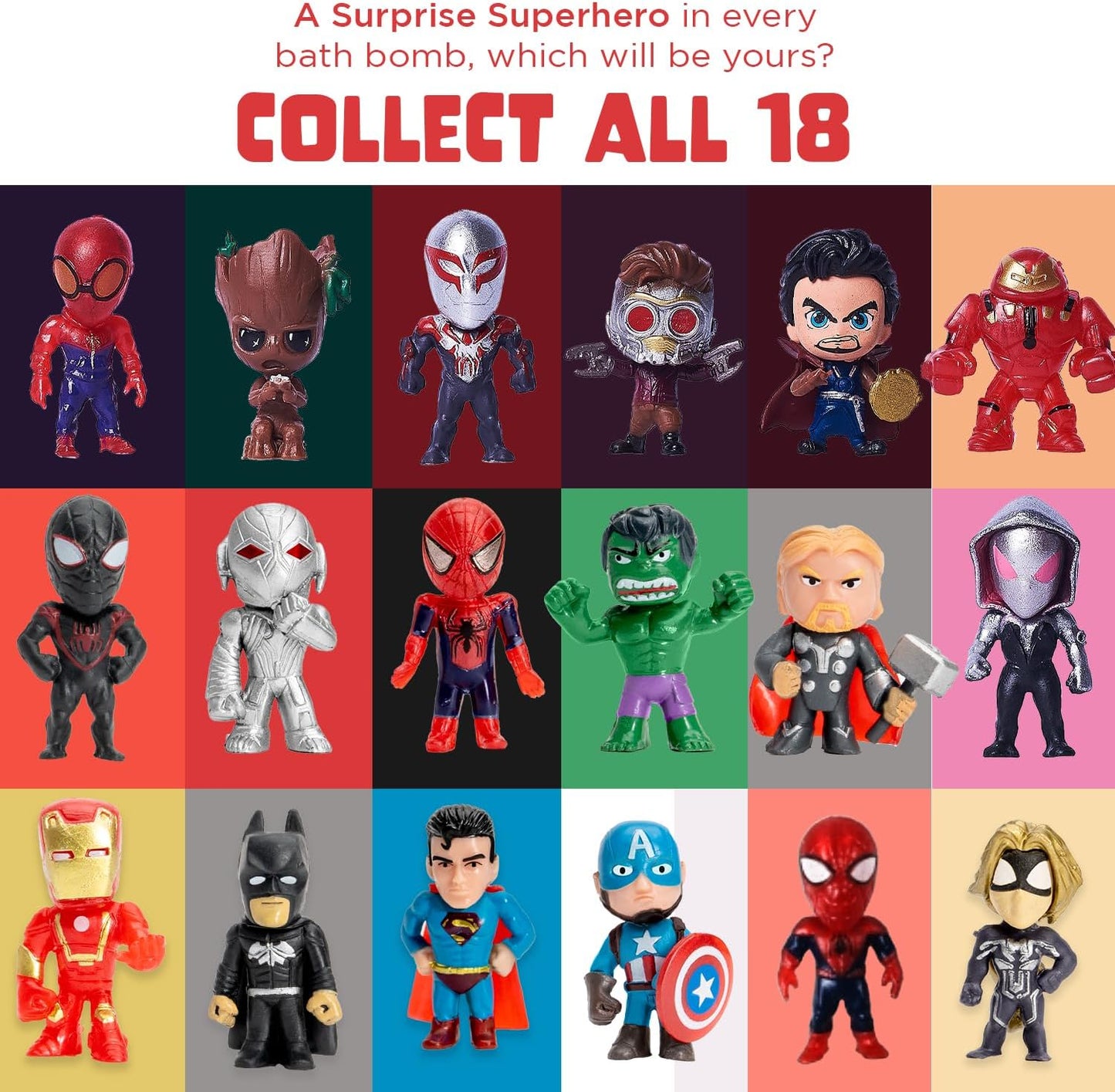 Superhero Bath Bombs for Kids with Surprise Toys Inside (6 Pack) - Large Bubble Bomb Fizzies for Boys, Girls, & Toddlers - Fruity Scents, Relaxing Aromas, Made in USA, Birthday Gift by Two Sisters