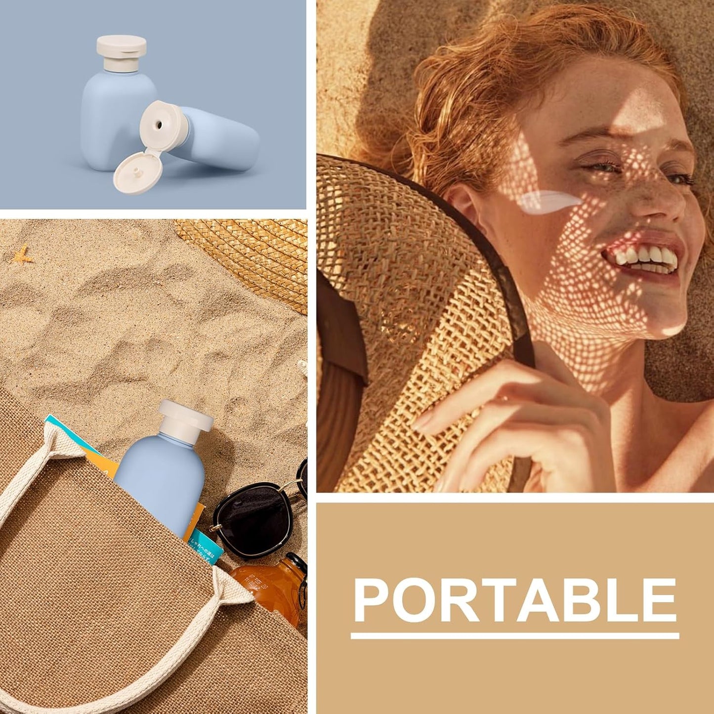 3.4 oz Travel Bottles, Empty Plastic Squeeze Containers With Flip Cap for Toiletries, Leakage-proof Essentials Conditioner (4 Pack, Blue)