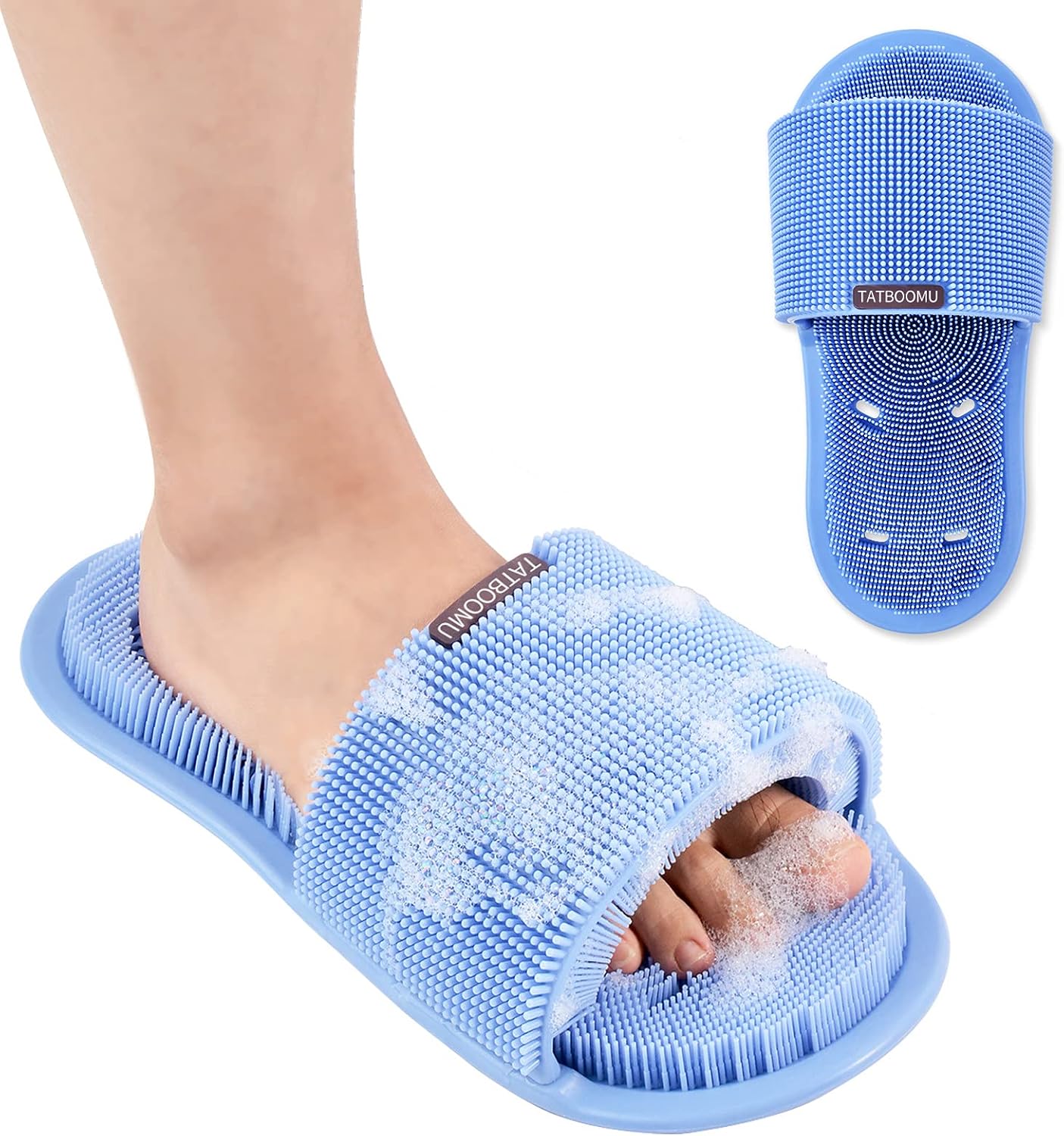 Shower Foot Scrubber,Soft Silicone Bristles with Non-Slip Suction Cups - Cleans,Smooths,Exfoliates & Massages Your Feet Without Bending,Improve Circulation & Soothes Tired Feet (1PCS Blue)