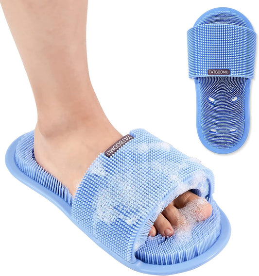 Shower Foot Scrubber,Soft Silicone Bristles with Non-Slip Suction Cups - Cleans,Smooths,Exfoliates & Massages Your Feet Without Bending,Improve Circulation & Soothes Tired Feet (1PCS Blue)