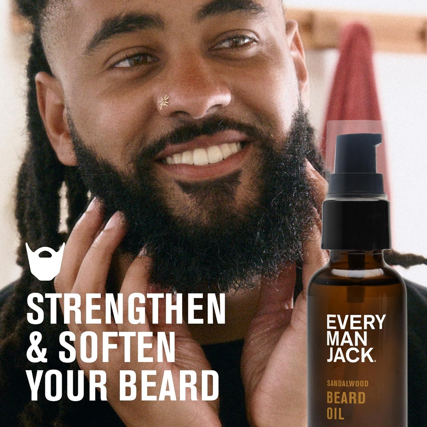 Every Man Jack Mens Beard Oil - Subtle Sandalwood Fragrance - Deeply Moisturizes and Softens Your Beard and Adds a Natural Shine - Naturally Derived with Shea Butter and Argan Oil - 1 fl oz (2 Pack)