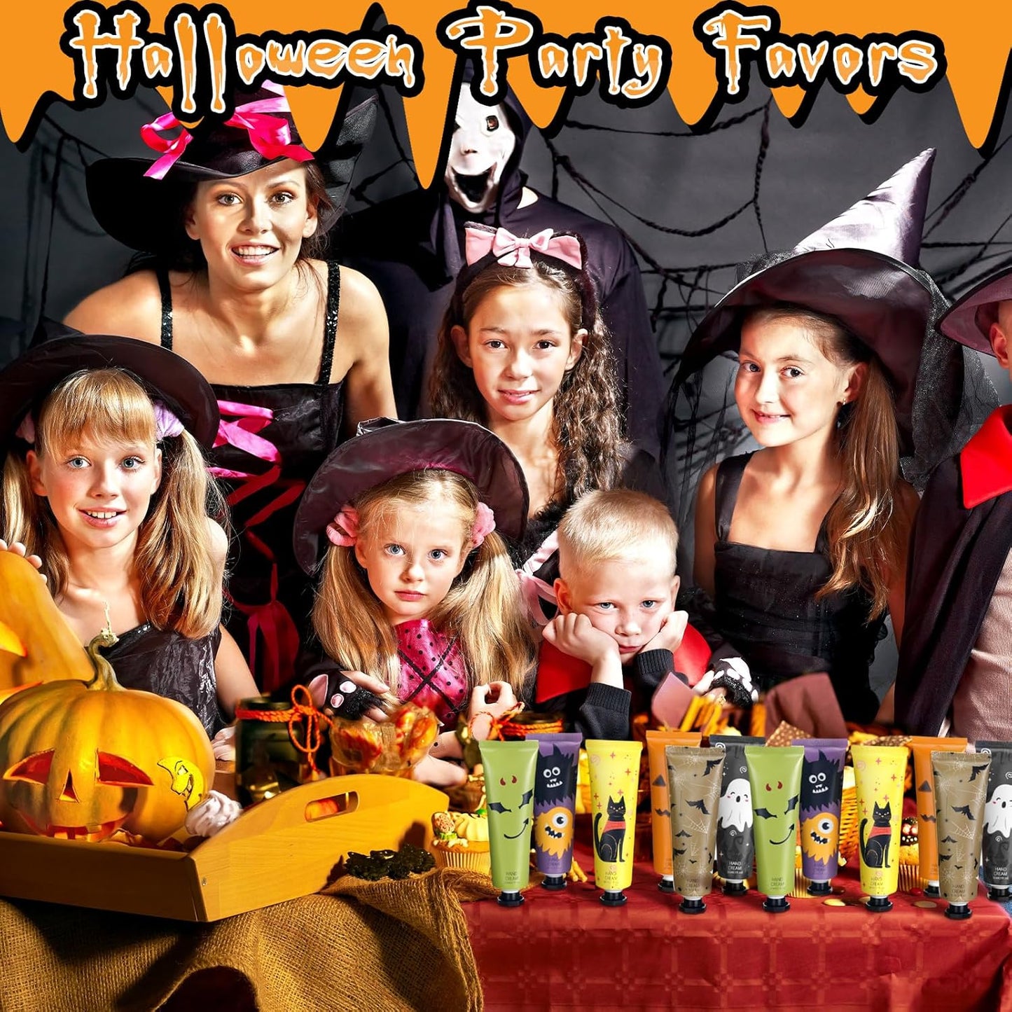 48 Pack Halloween Hand Cream Gift Sets for Women Ghost Mini Hand Lotion Bulk Travel Size Moisturizing Cream Halloween Party Favors Gifts for Stocking Stuffers 6 Natural Plant Fragrances