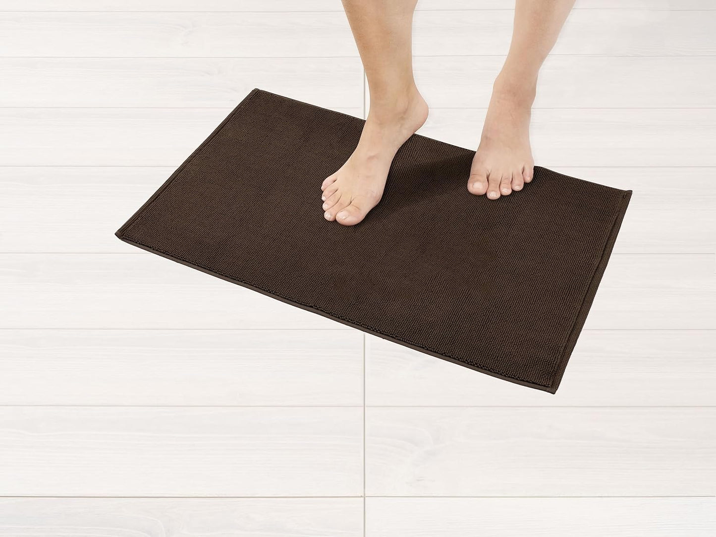 American Soft Linen Bath Rug, 17 in 24 in 100% Cotton Bath Mats Rugs for Bathroom, Slip Reducer Washable Shaggy Form Area Rugs, Brown Bath Rug