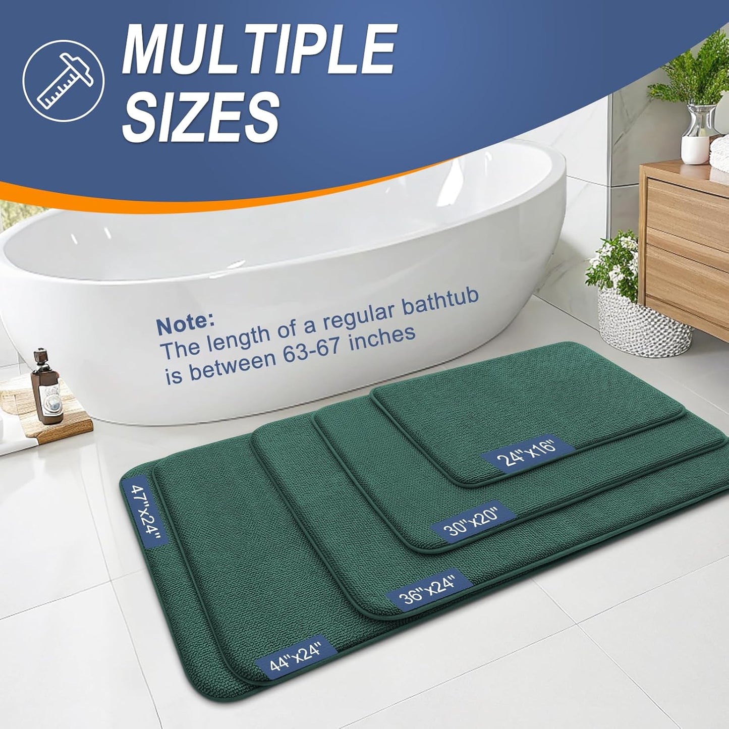 OLANLY Thick Memory Foam Bath Mat Rug 30x20, Extra Soft Absorbent Bathroom Rug, Quick Dry Bath Mats, Non-Slip, Washable Carpet for Bathroom, Tub and Shower, Home Decor Accessories, Blackish Green