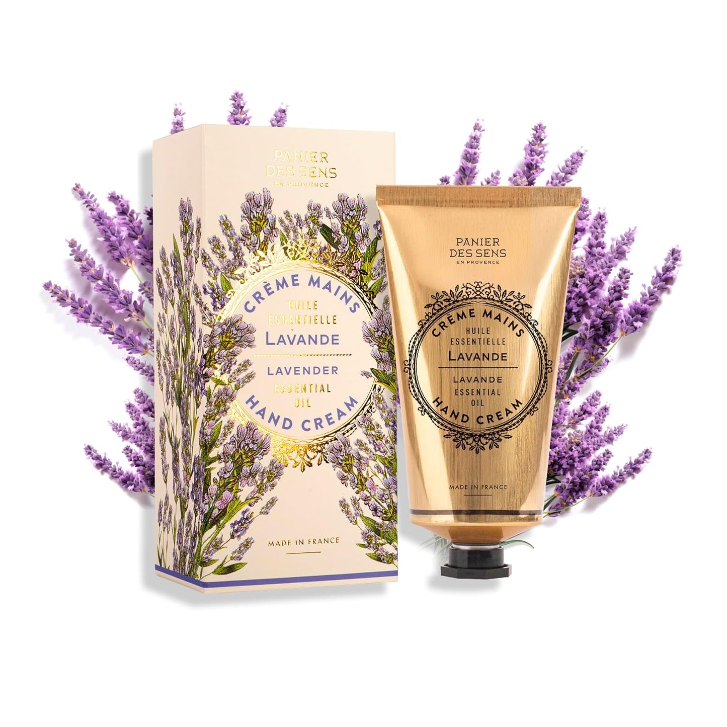 Panier des Sens - Hand Cream for Dry Cracked Hands - Lavender Hand Lotion with Shea Butter & Olive Oil - Vitamin E Skin Moisturizer with 97% Natural Ingredients - Made in France, 2.5 fl oz