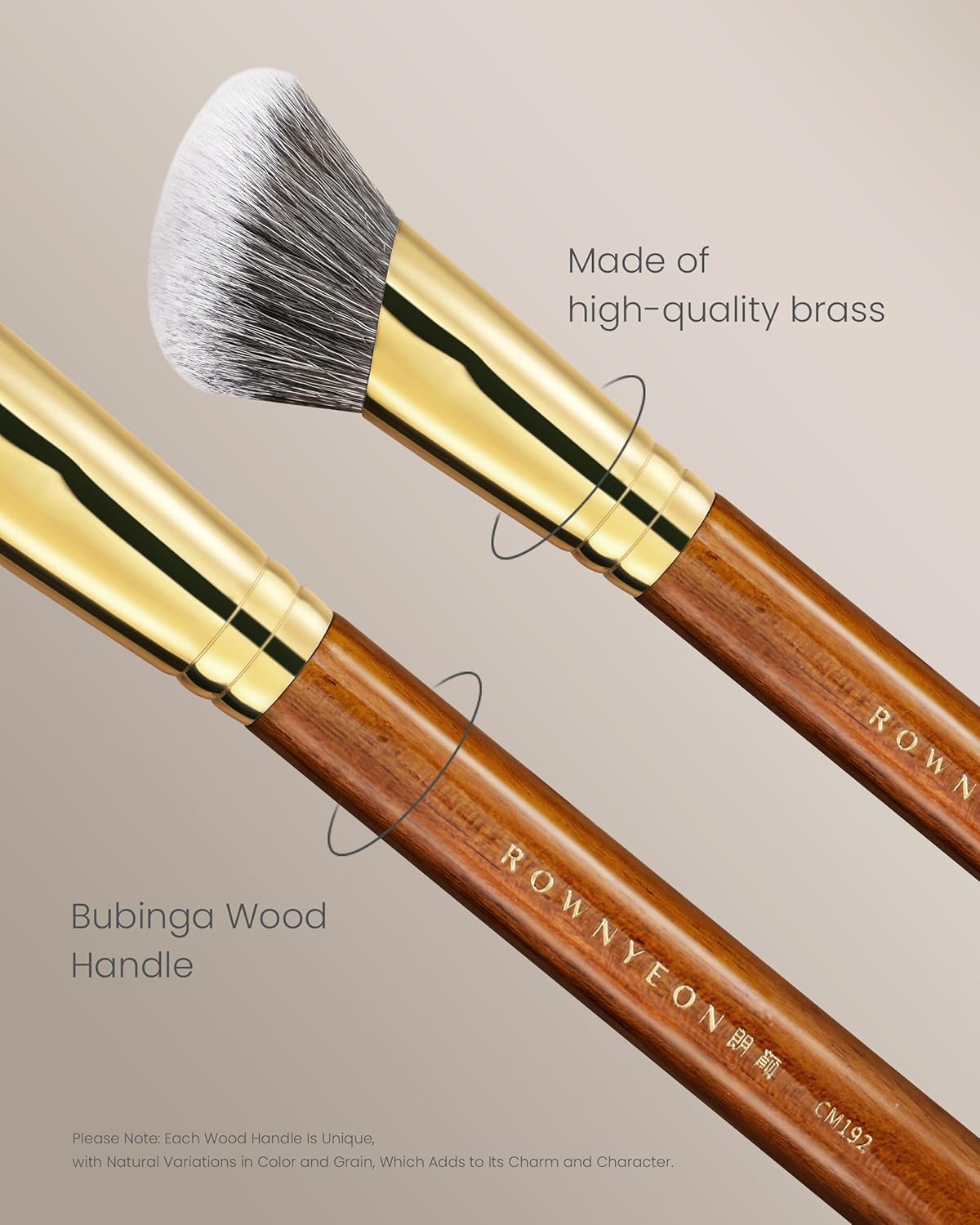 Desert Oak Series SlopeBlur Stipple Brush - Angled Nylon Bristles for Seamless Cream/Liquid/Powder Blending, Contour & Blush Application, Bubinga Handle (CM 192)
