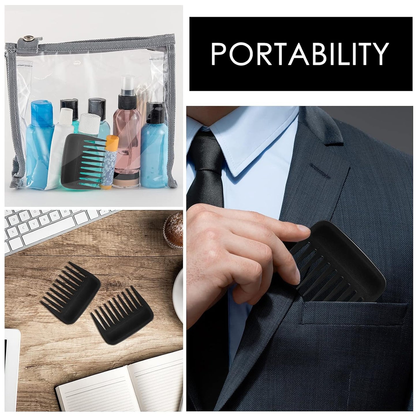 6 Piecess Palm Combs Pocket Mini Brush Palm Hair Brush Wide Tooth Detangling Combs Pocket Travel Combs for Men Women Curly hair