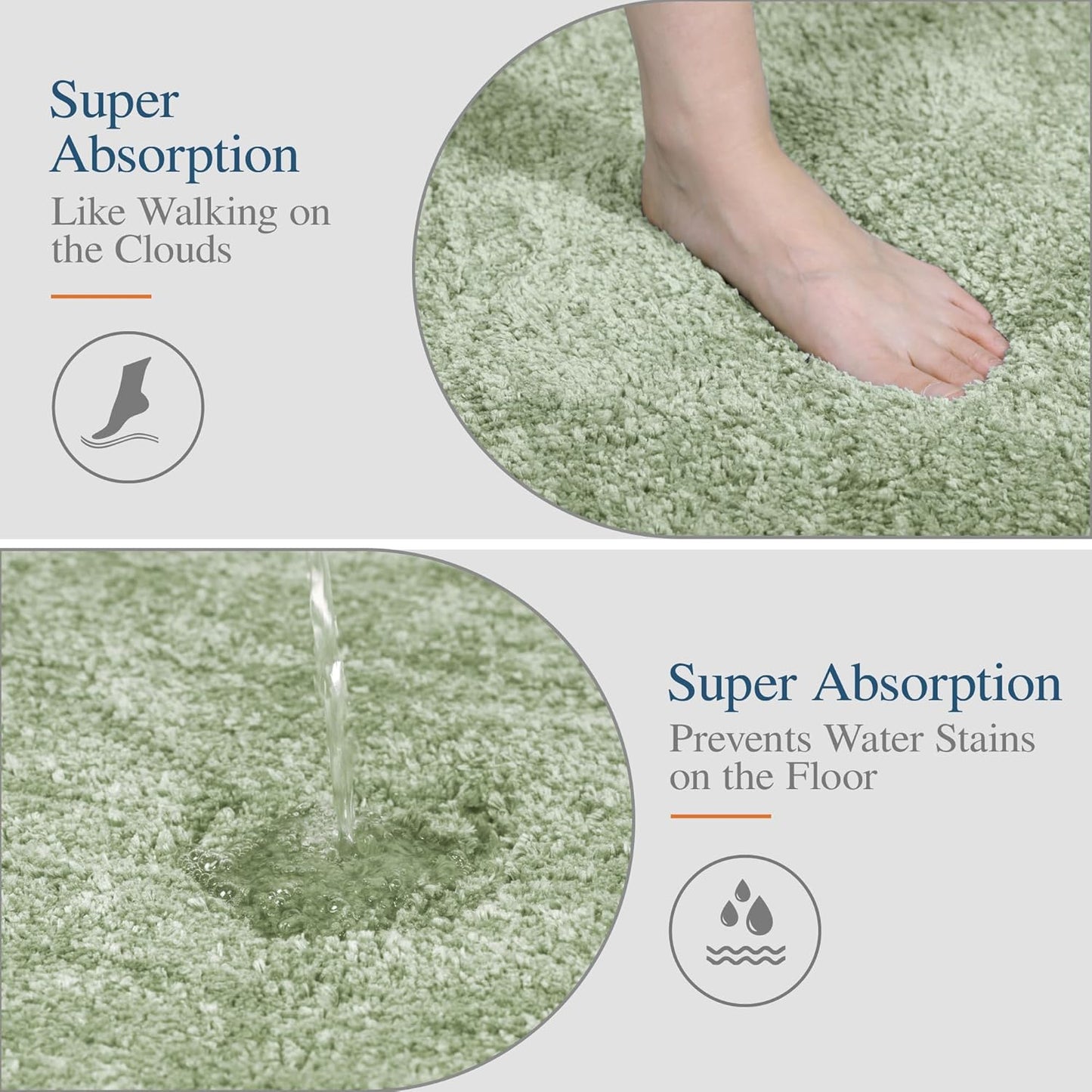 Walensee Large Bathroom Rug (24 x 60, Pale Green) Extra Soft and Absorbent Shaggy Bath Mat Machine Washable Microfiber Non Slip Luxury Floor Mat