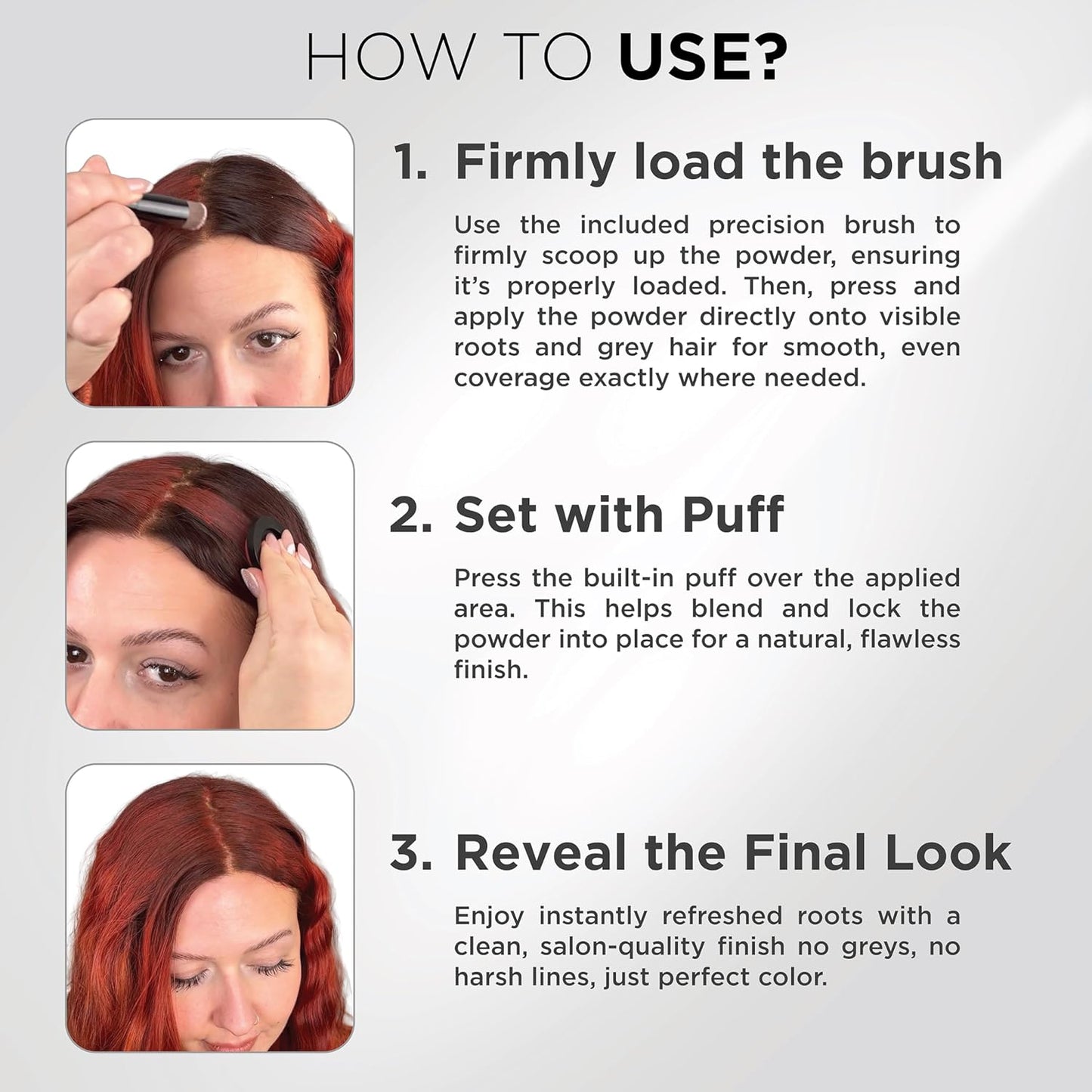 THICK FIBER Root Touch Up & Hairline Powder with Brush (LARGE 10g) – Covers Grey Roots, Thinning Hair & Bald Spots – Sweat & Water Resistant Hair Concealer for Women & Men (Red Brown)