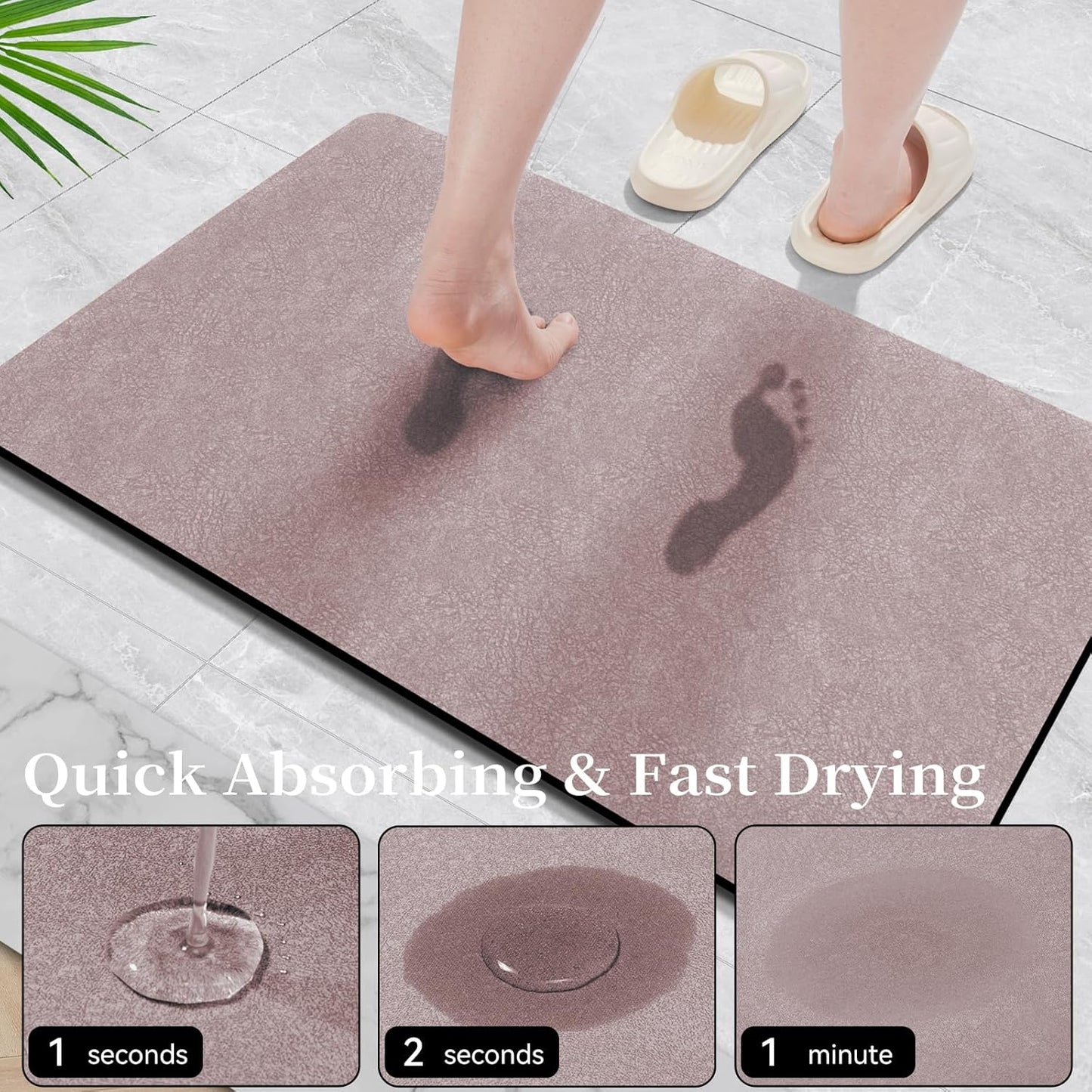 Blush Pink Long Bathroom Mat Rugs 59x17 Diatomaceous Earth Bath Mat Large Quick Dry Bath Mat Non Slip Rubber Backed Super Absorbent Shower Mat, Thin Bathroom Runner Rugs Floor Mat Fit Under Door