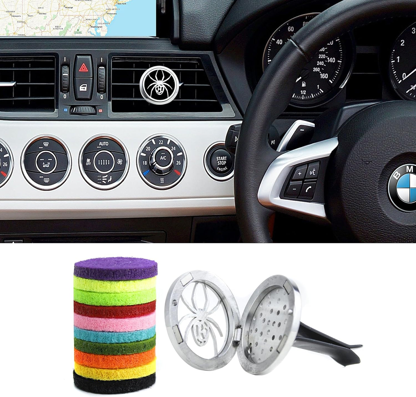 Car Diffuser Vent Clip 30mm Aromatherapy Essential Oil Automotive Diffuser Air Fresheners Vent Clips Car Accessories for Women Birthday Gifts (Spider)