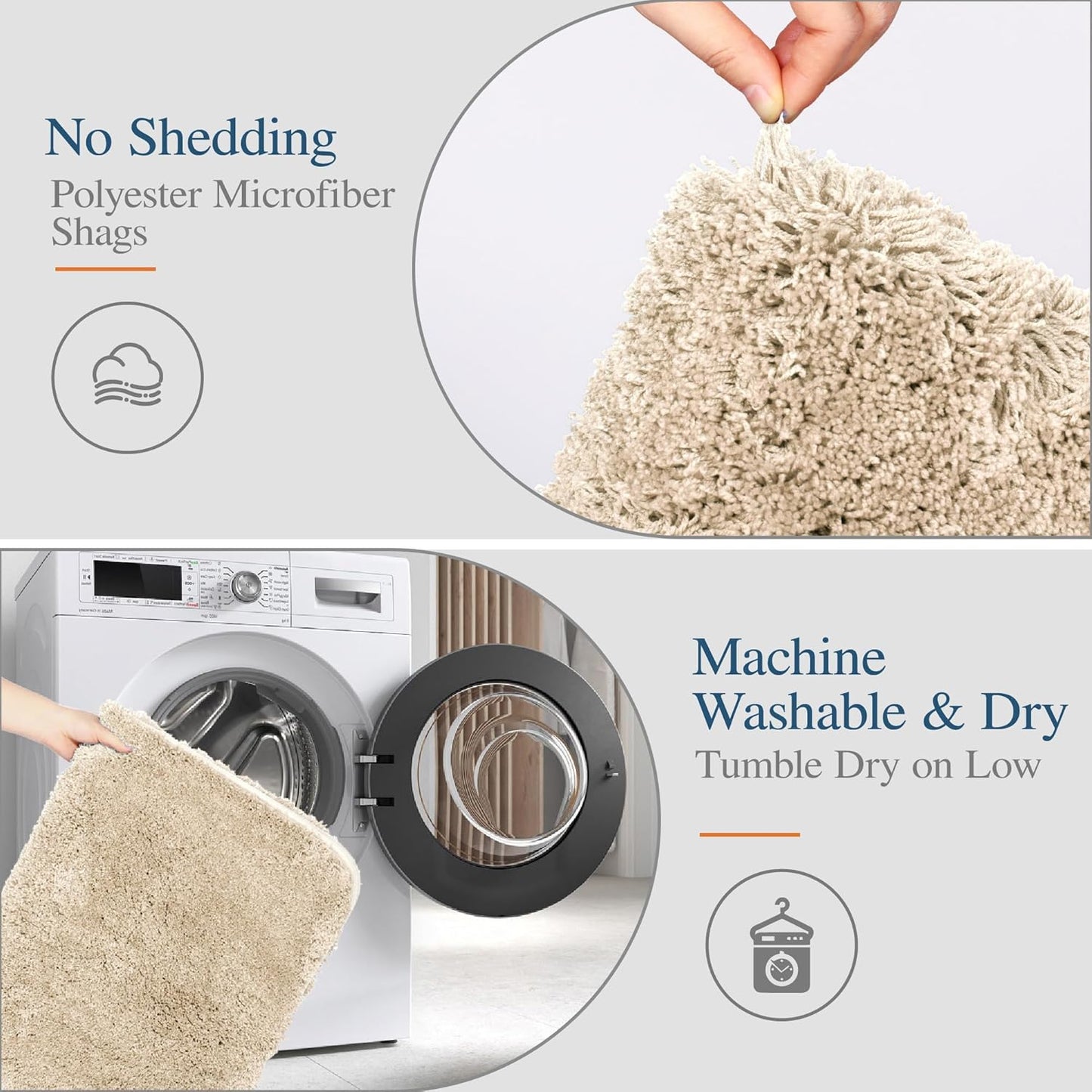 Walensee Large Bathroom Rug (24 x 72, Beige) Extra Soft and Absorbent Shaggy Bath Mat Machine Washable Microfiber Bath Mat for Bathroom, Non Slip