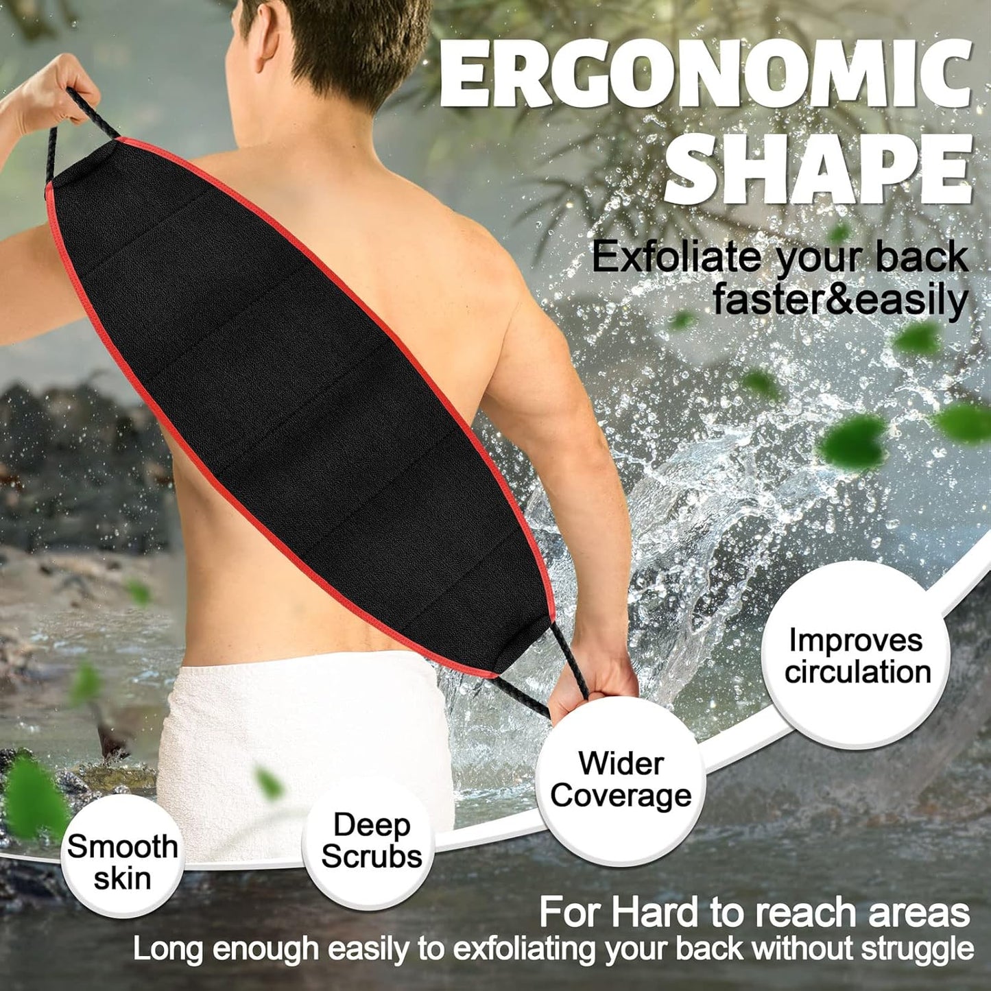 Evridwear Exfoliating Body Scrubber with Handles Back Washer Back Scrubber for Shower Bath Dry Skin Whole Body Deep Clean Men Women(Heavy)