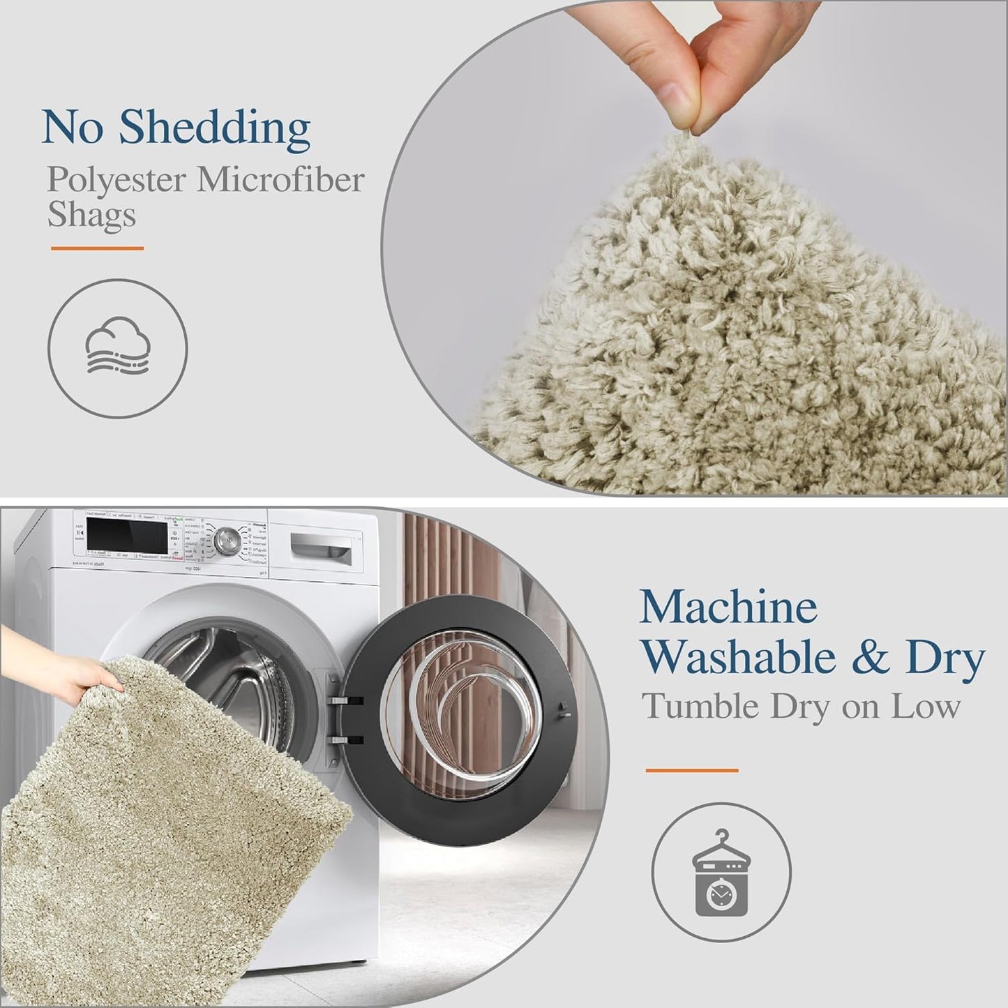 Walensee Bathroom Contour Rug (20x24, Light Tan) Non Slip Bath Mat Water Absorbent Soft Microfiber Shaggy Bathroom Mat Machine Washable Bath Rug U Shape Toilet Rug