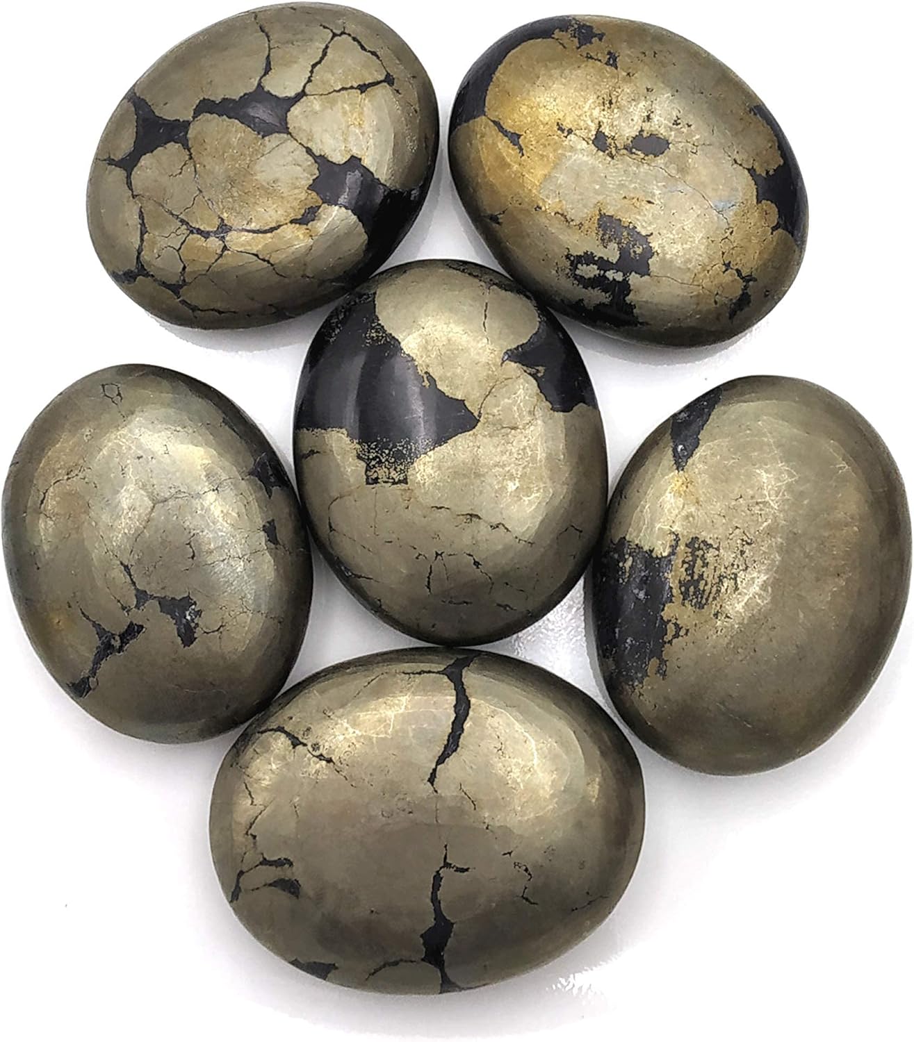 Amazing Gemstone Pyrite Crystals and Healing Stones - Large Palm Stone Crystals Piedra, Crystal for Good Luck, Positive Energy, Meditation - Unique Stocking Stuffers and Birthday Gifts for Women, Men