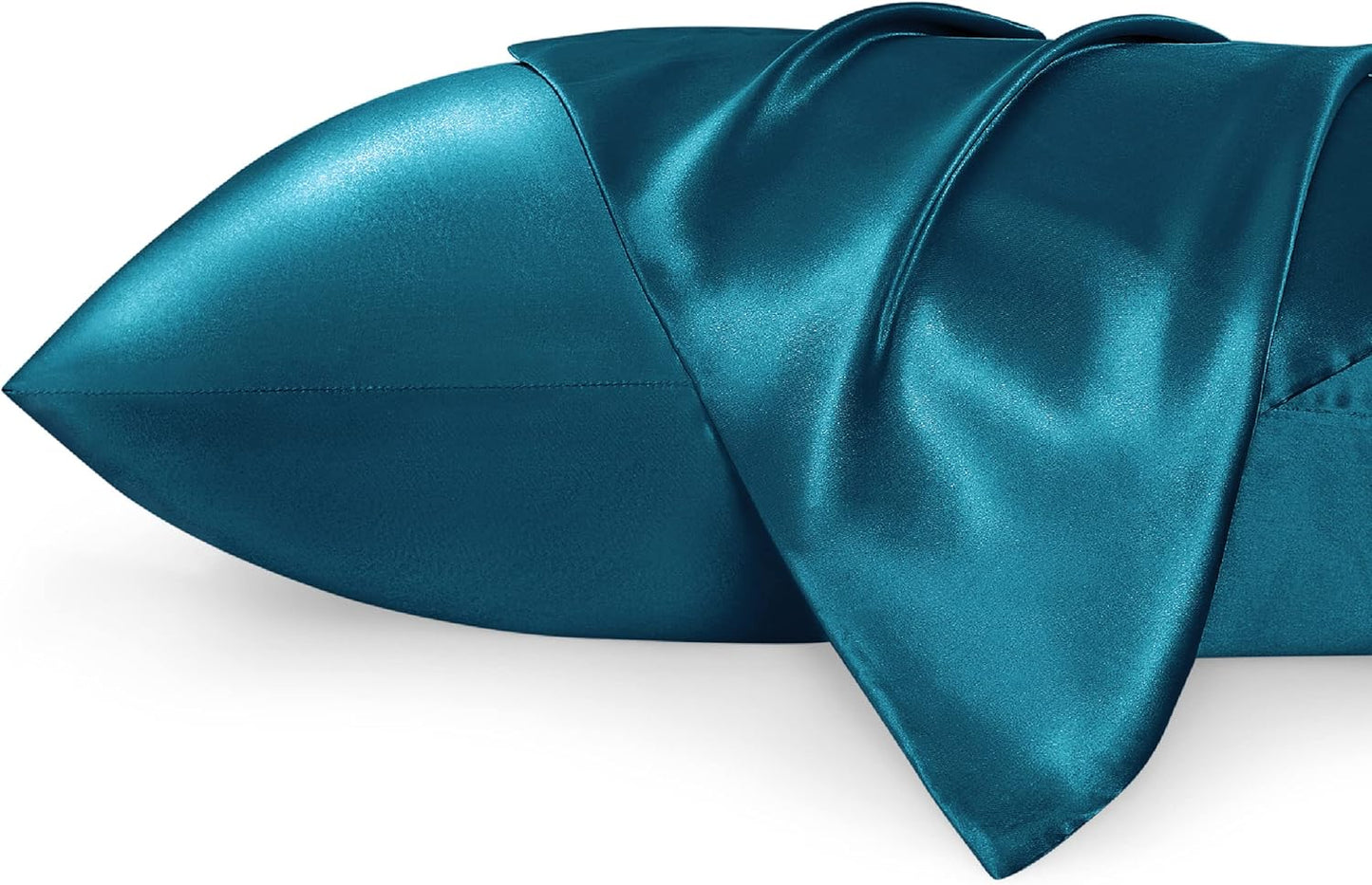 Bedsure Satin Pillowcase 2 Pack Similar to Silk Pillow Cases Standard Size, Pillow Case for Sleeping Women with Envelope Closure, Gifts for Women Men, Teal, 20x26 Inches, 2pcs