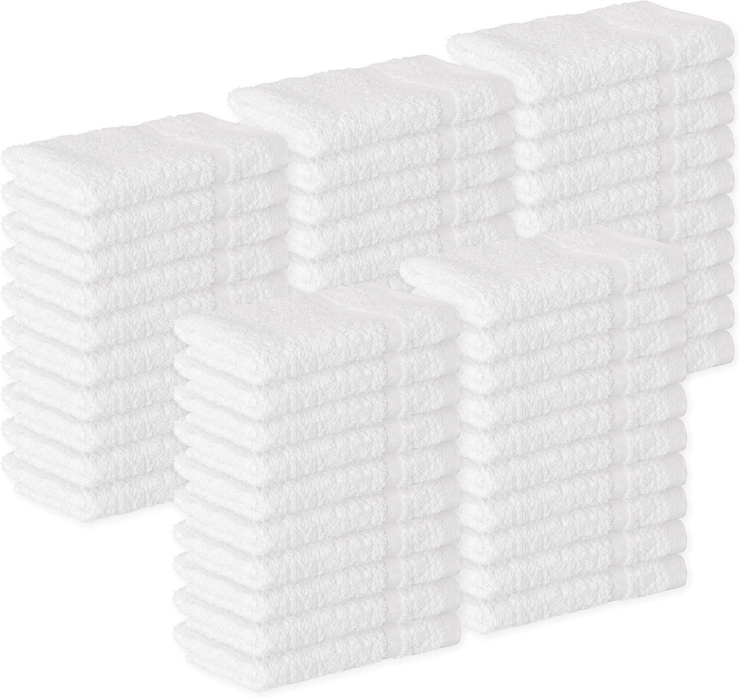 GREEN LIFESTYLE Bulk Washcloths 12x12 50 Pack - Face Towel, Wash Clothes for Body and Face - 100% Pure Cotton Wash Cloths for Your Body (White)