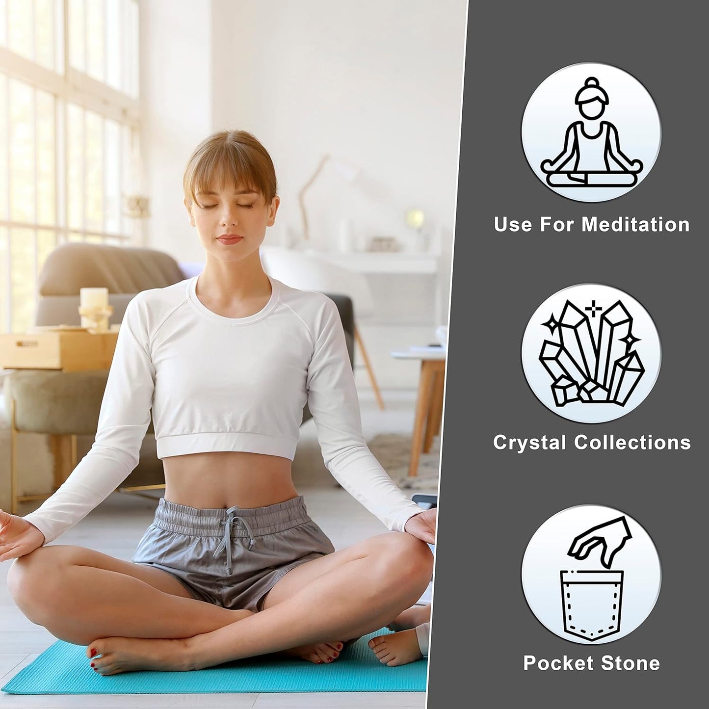 Crocon 50mm Rainbow Moonstone Large Oval Palm Stone 900+ Carats Pocket Massage Worry Stones for Natural Body Chakra Balancing Reiki Healing Stones and Crystal Grid Healing Massage Spa Energy Crystals