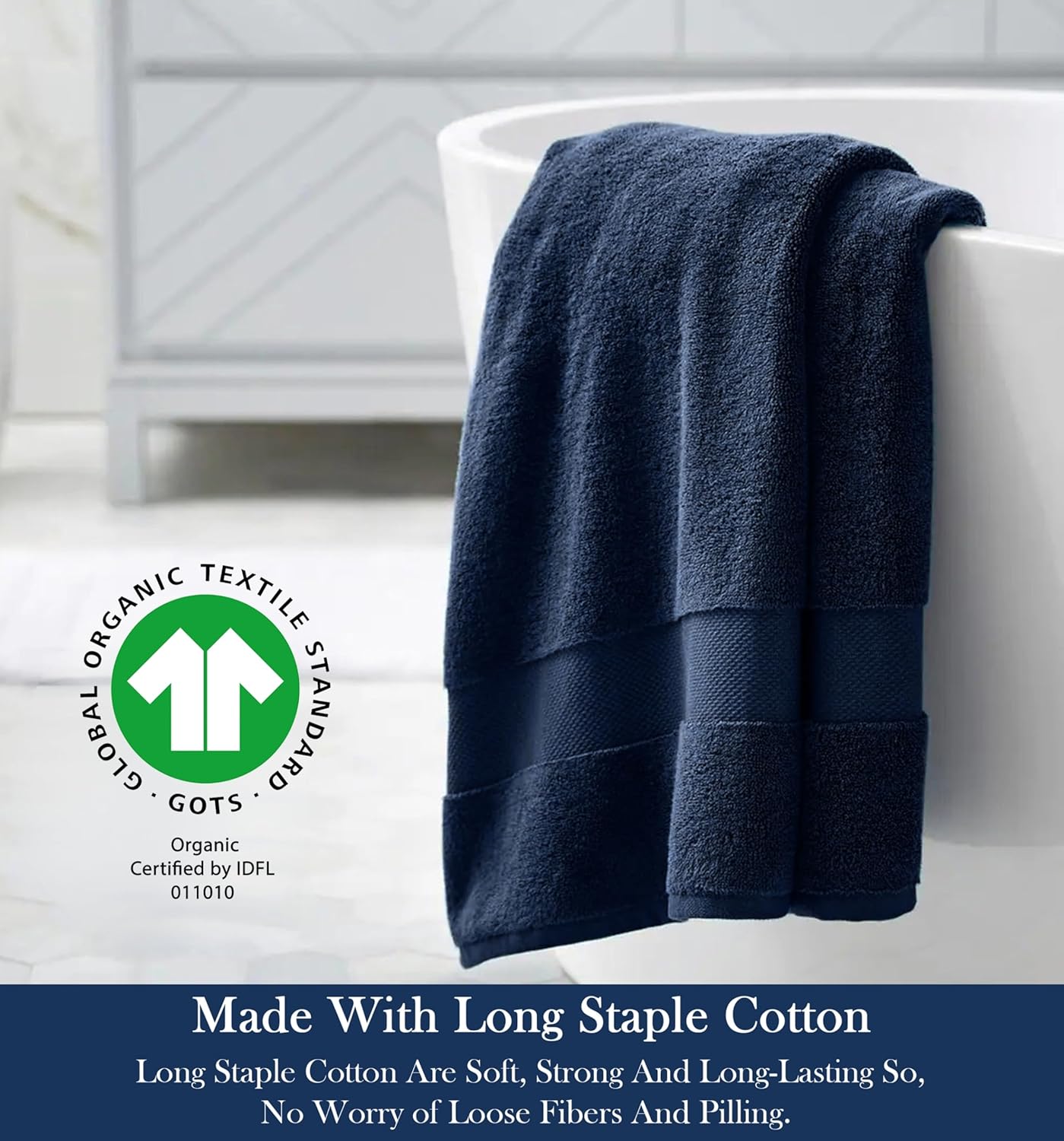 Delara Organic Cotton Luxuriously Plush Bath Towel | GOTS & OEKO-TEX Certified | Premium Hotel Quality Towels | Feather Touch Technology | 650 GSM Long Staple|Soft, Quick Dry & Ultra-Absorbent 30"x58"