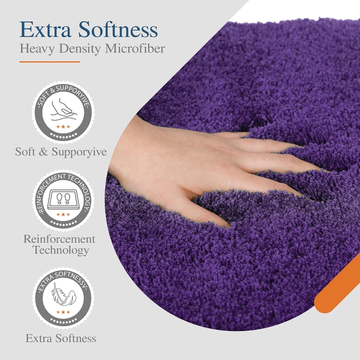 Walensee Non Slip Bath Mat for Bathroom (16 x 24, Dark Purple) Water Absorbent Soft Microfiber Shaggy, Machine Washable Thick Plush Bath Rugs for Shower