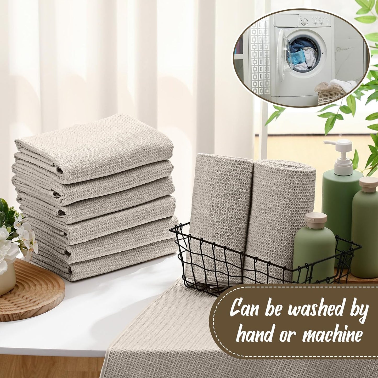 12 Pack Microfiber Bath Towels Bulk 27'' x 60'' Oversized Size Bath Towel Highly Absorbent Extra Large Soft Drying for Shower Beach Salon Winter Sport Spa Gym (Waffle,Beige)