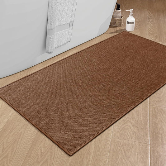 chakme Bathroom Rugs Mat 47x24, Ultra Thin Non Slip Bath Rug Large Quick Dry Absorbent Bath Mat for Bathroom, (Rust, 47"x24")