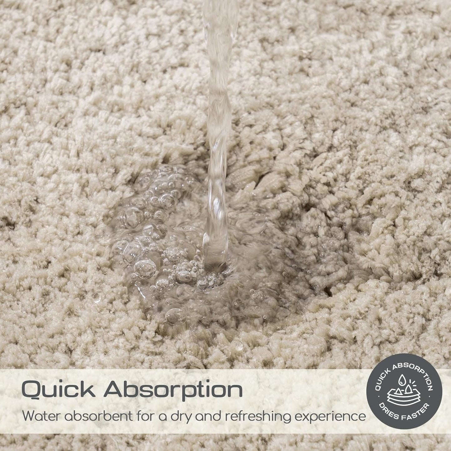 ROSMARUS Shaggy Bath Rugs for Bathroom Non Slip 17" X 24", Water Absorbent Bath Mat, Soft Shower Mat for Floor & Tub, Fluffy Plush Machine Washable, Beige