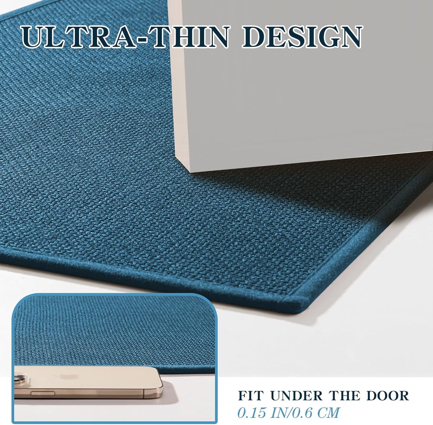 chakme Bathroom Rugs Mat 32x17, Ultra Thin Non Slip Bath Mat Quick Dry Absorbent Bath Mat for Bathroom Floor, (Dark Blue, 32"x17")