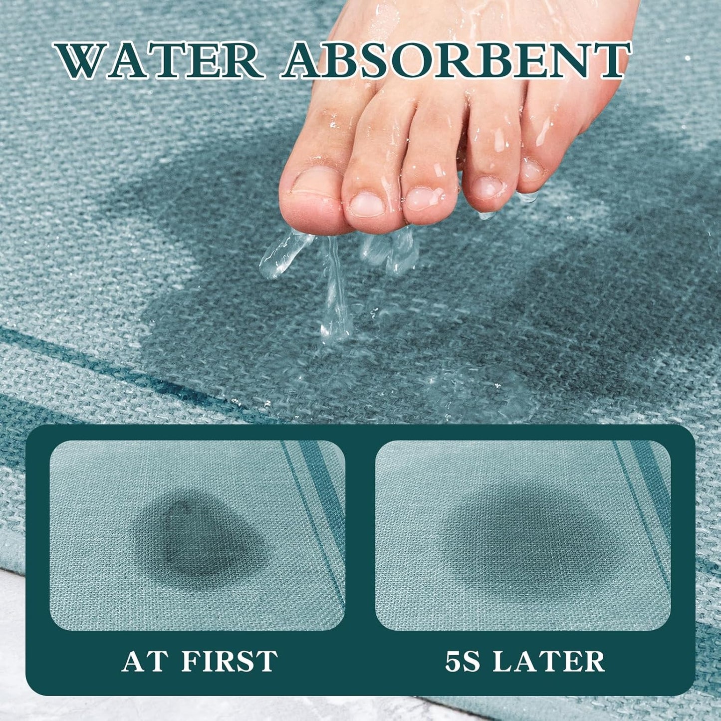 chakme Bathroom Rugs Mat 32x17, Ultra Thin Non Slip Bath Mat Quick Dry Absorbent Bath Mat for Bathroom Floor, (Light Blue, 32"x17")