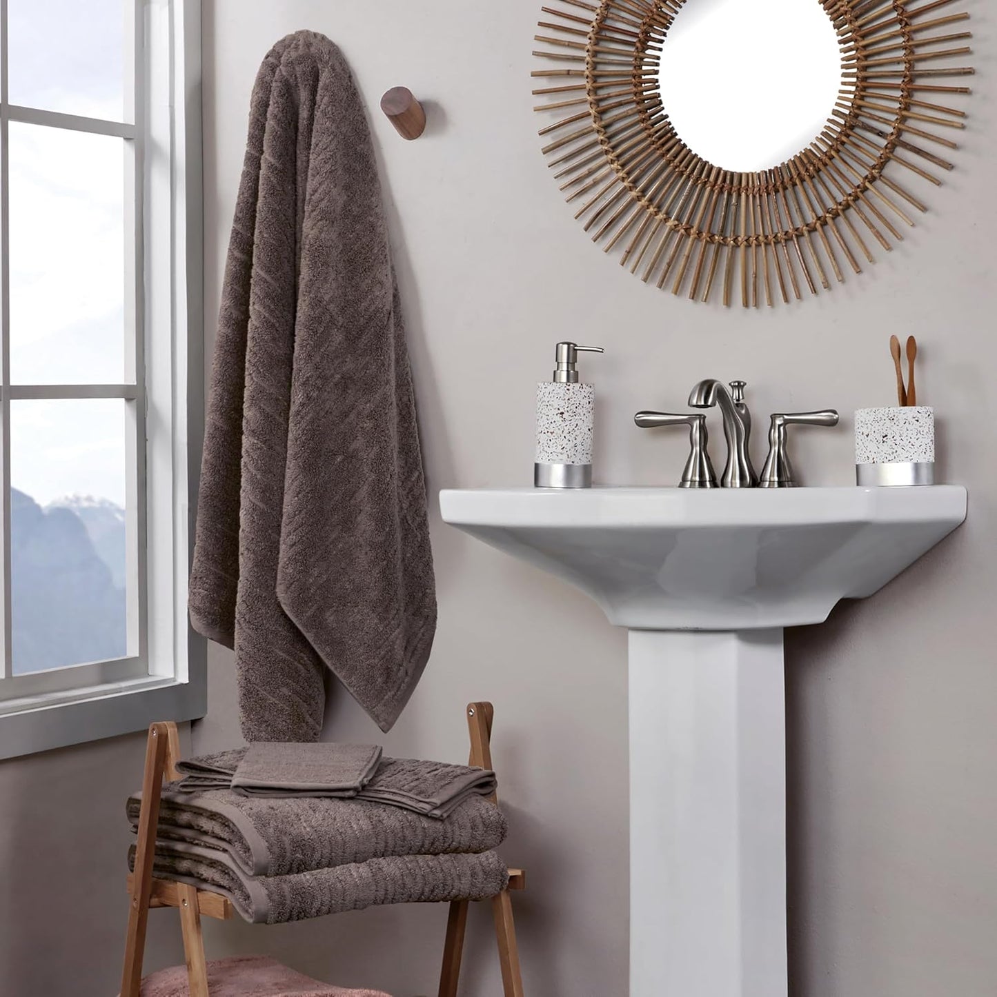 SKL Home CloudSoft Cotton Luxury Bath Towel for Bath & Gift, Mink Brown