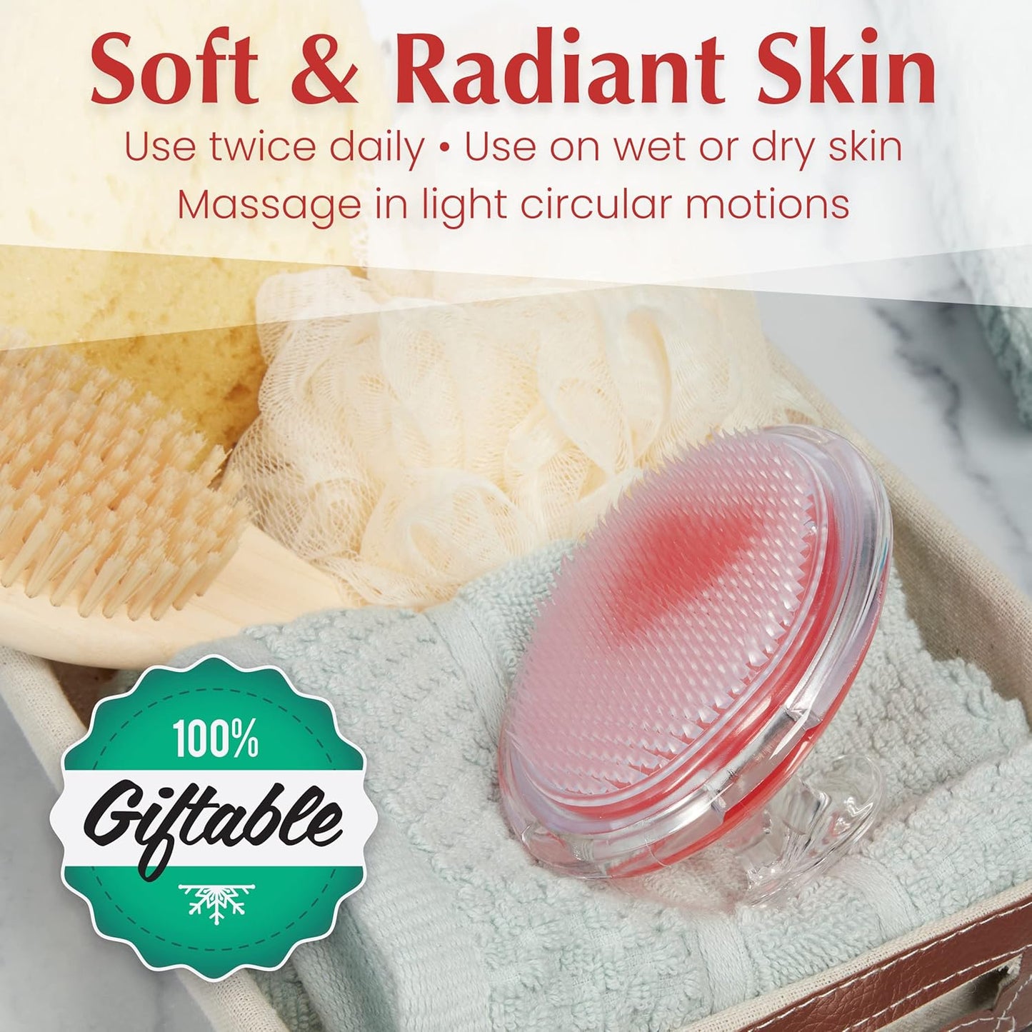 Dylonic Exfoliating Brush for Ingrown Hair and Razor Bump Prevention - Gentle Pre-Shave Exfoliator for Silky Smooth Skin on Face, Legs, Bikini Line - Orange, 4x3-Inch