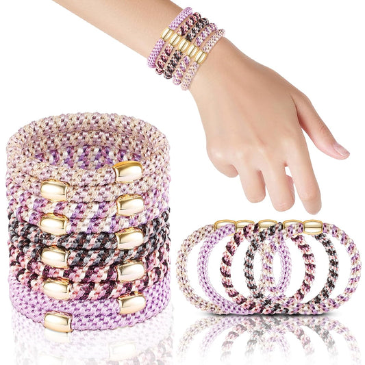 Hair Ties No Damage - 10PCS Ponytail Holders - Elastic Hair Ties for Thick Hair - Braided Hair Bands for Women Girls's Hair - Violet