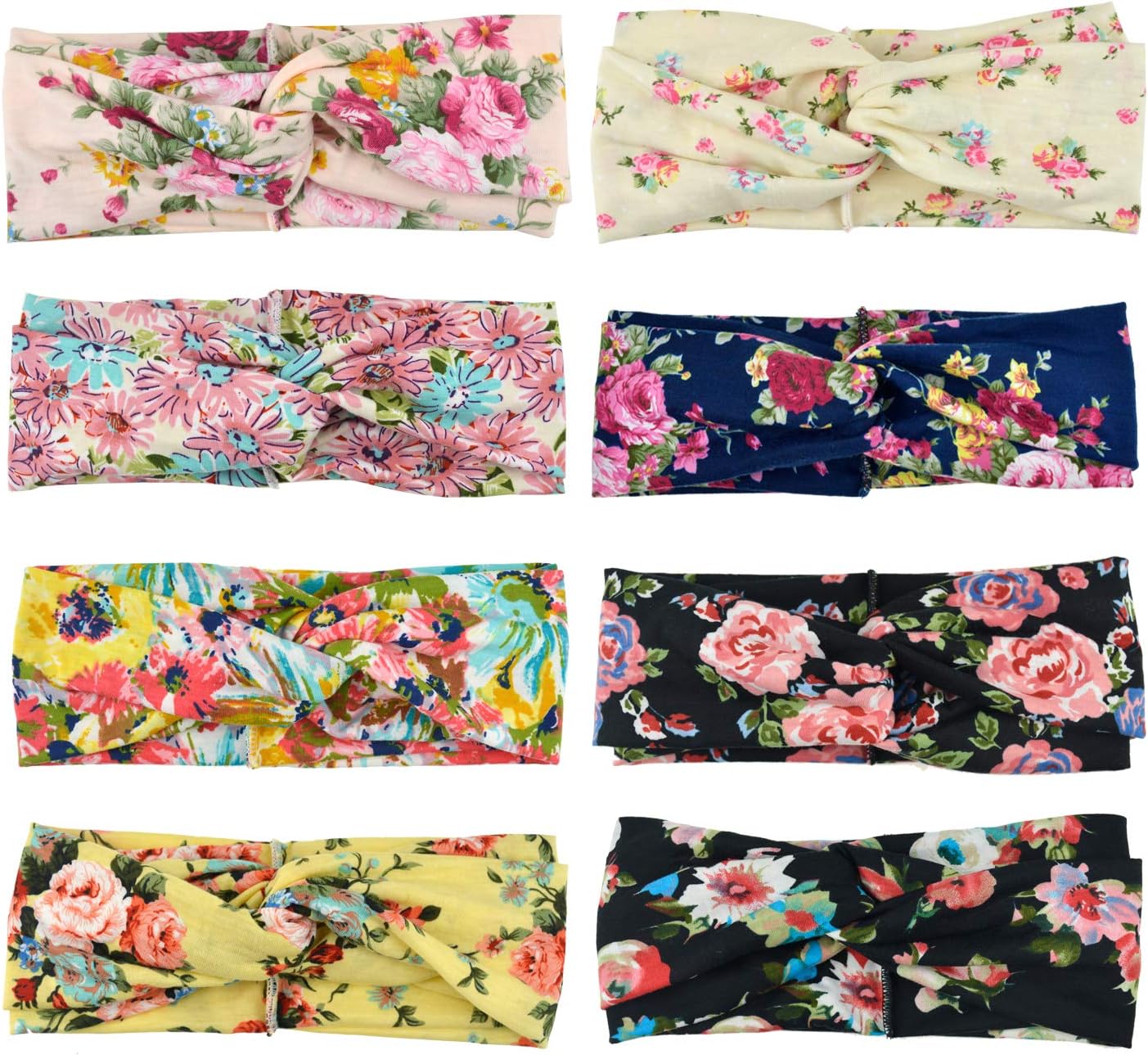 DRESHOW 8 Pack Headbands for Women Yoga Knotted Headbands Elastic Criss Cross Hair Accessories Sports Head Wrap Non Slip