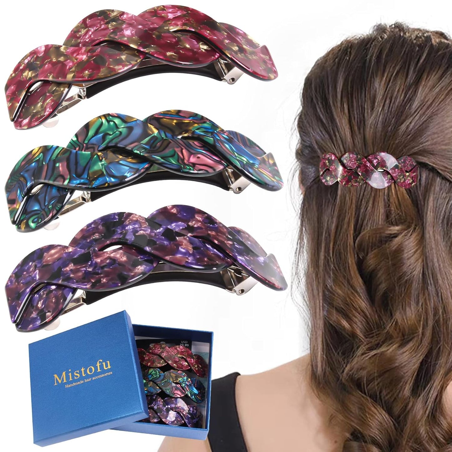 Women's Hair Barrettes - Elegant French Retro Accessories for Thick Hair Daily Wear (3pcs Large)