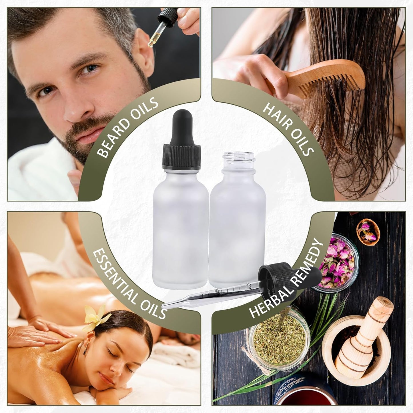 24 Pack,1oz Glass Dropper Bottle, Clear Frosted Tincture Bottles with Dropper, Pretty Finish for All Kinds of Liquids,Oil Bottles for Hair- Stronger Suction ideal for Leakproof Travel