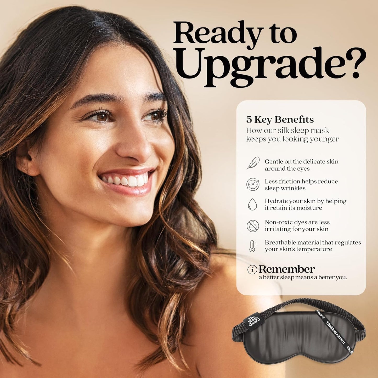 TheSleepGuard Pure Silk Sleep Mask [100% 6A Mulberry Silk, 22 Momme] Light Blocking Travel Essentials. Eye Masks for Sleeping. Black Oeko-Tex Blindfold. Eye Covers for Men & Women