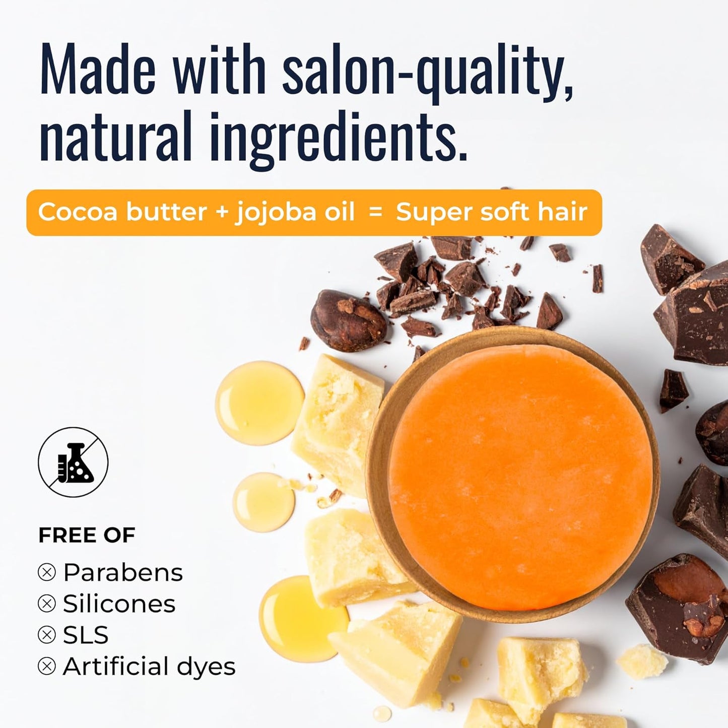 Sunshine Conditioner Bar, Vegan Solid Hair Conditioner for All Hair Types, with Pineapple, Mango, Cocoa Butter, Zero Waste, Travel-Friendly