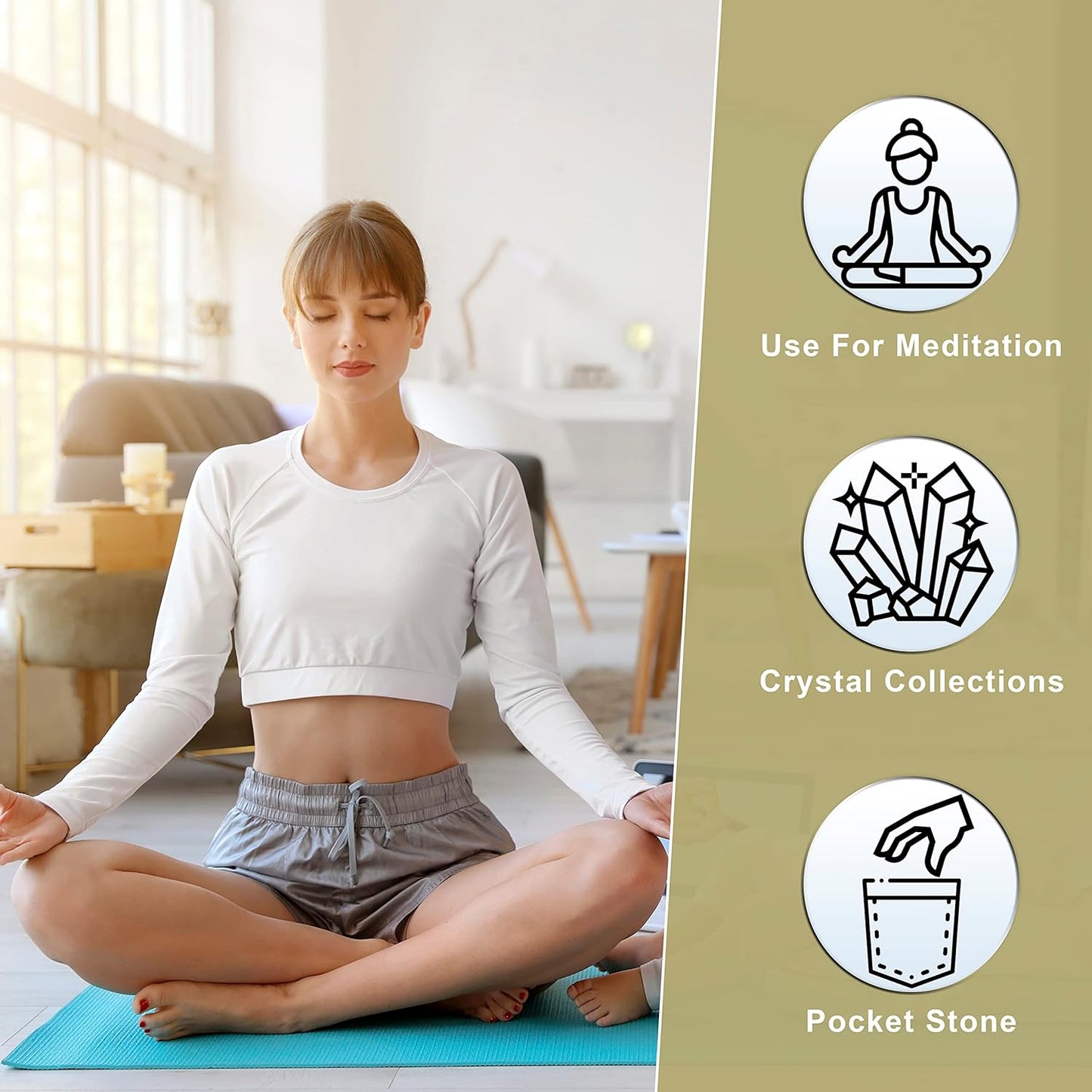 Crocon 50mm Golden Pyrite Large Palm Stone 900+ Carats Pocket Massage Worry Stones for Natural Chakra Balancing Reiki Healing Stones and Crystal Healing Massage Spa Energy Crystals Gifts for Women